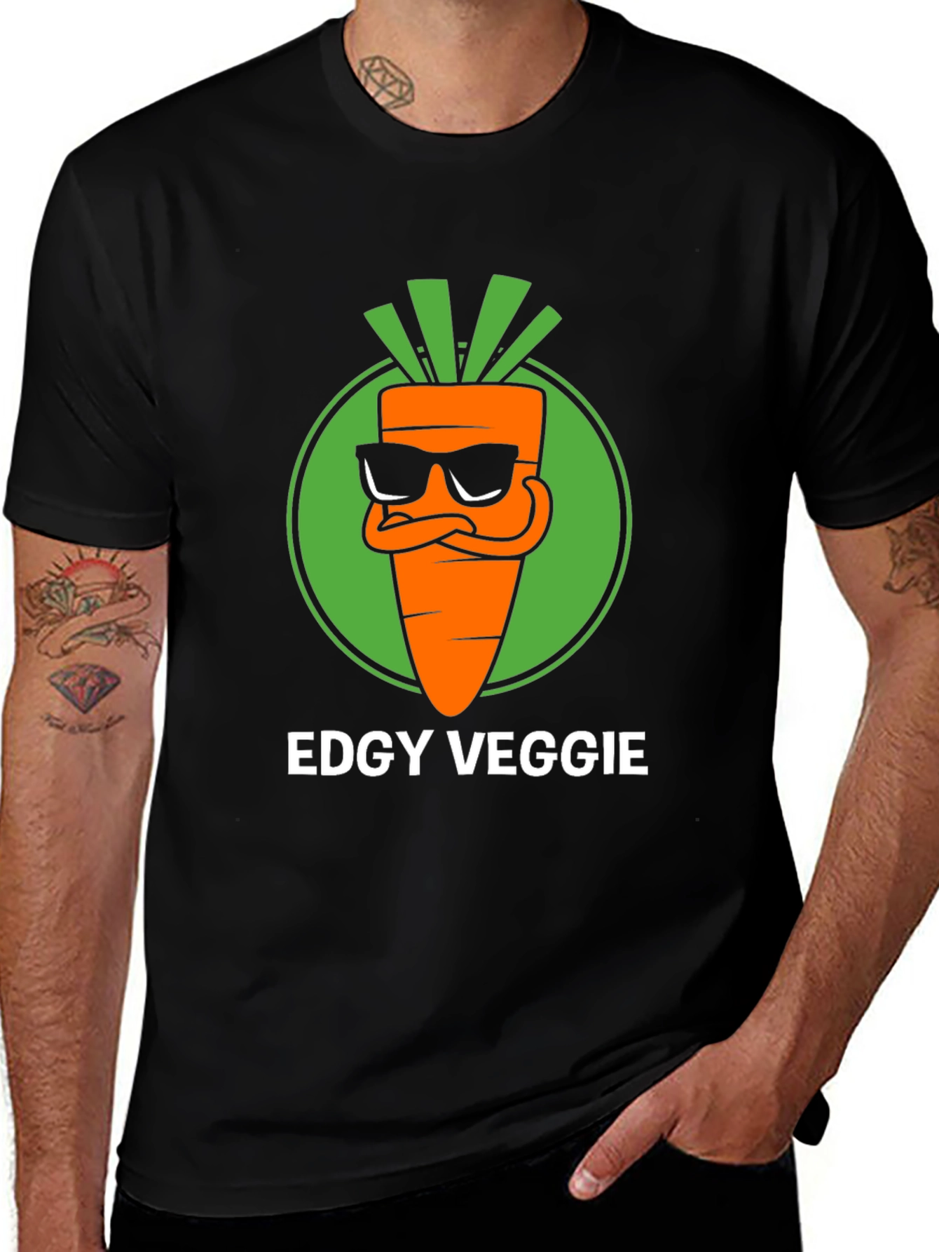Variant 3 of Edgy Veggie T-Shirt - Cool Carrot Graphic Tee