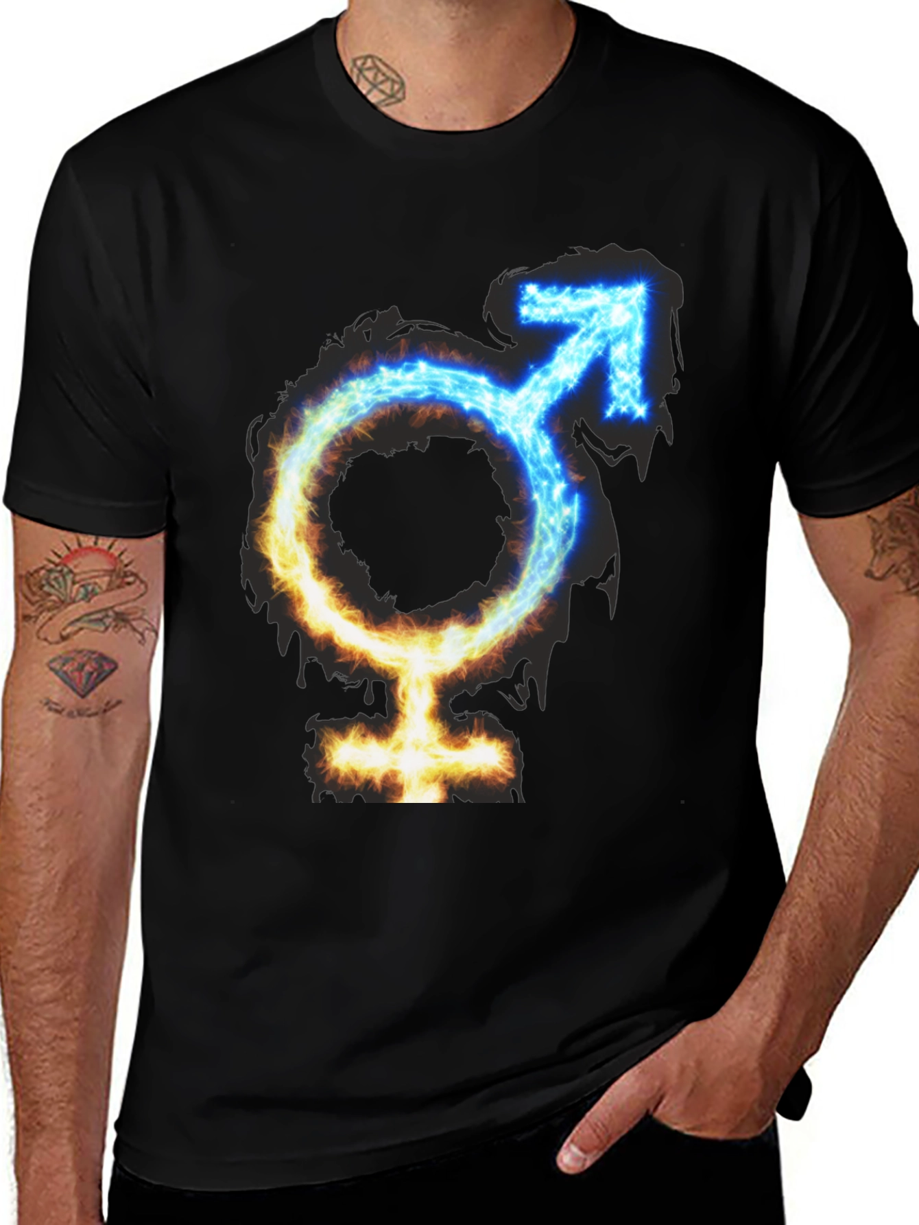 Variant 26 of Fiery Gender Symbol T-Shirt - Unisex Cotton Tee
