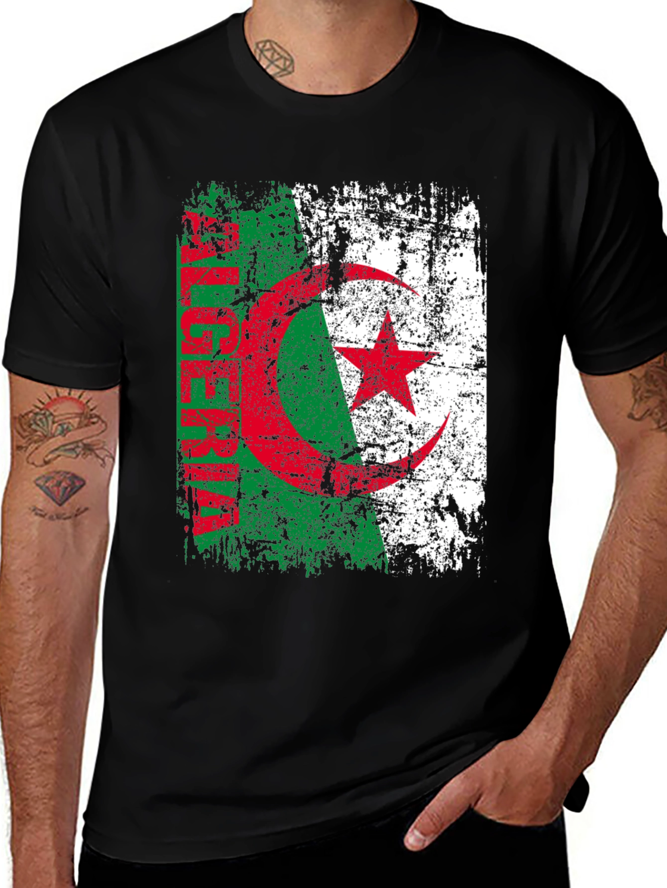 Algeria Flag T-Shirt - Distressed Design
