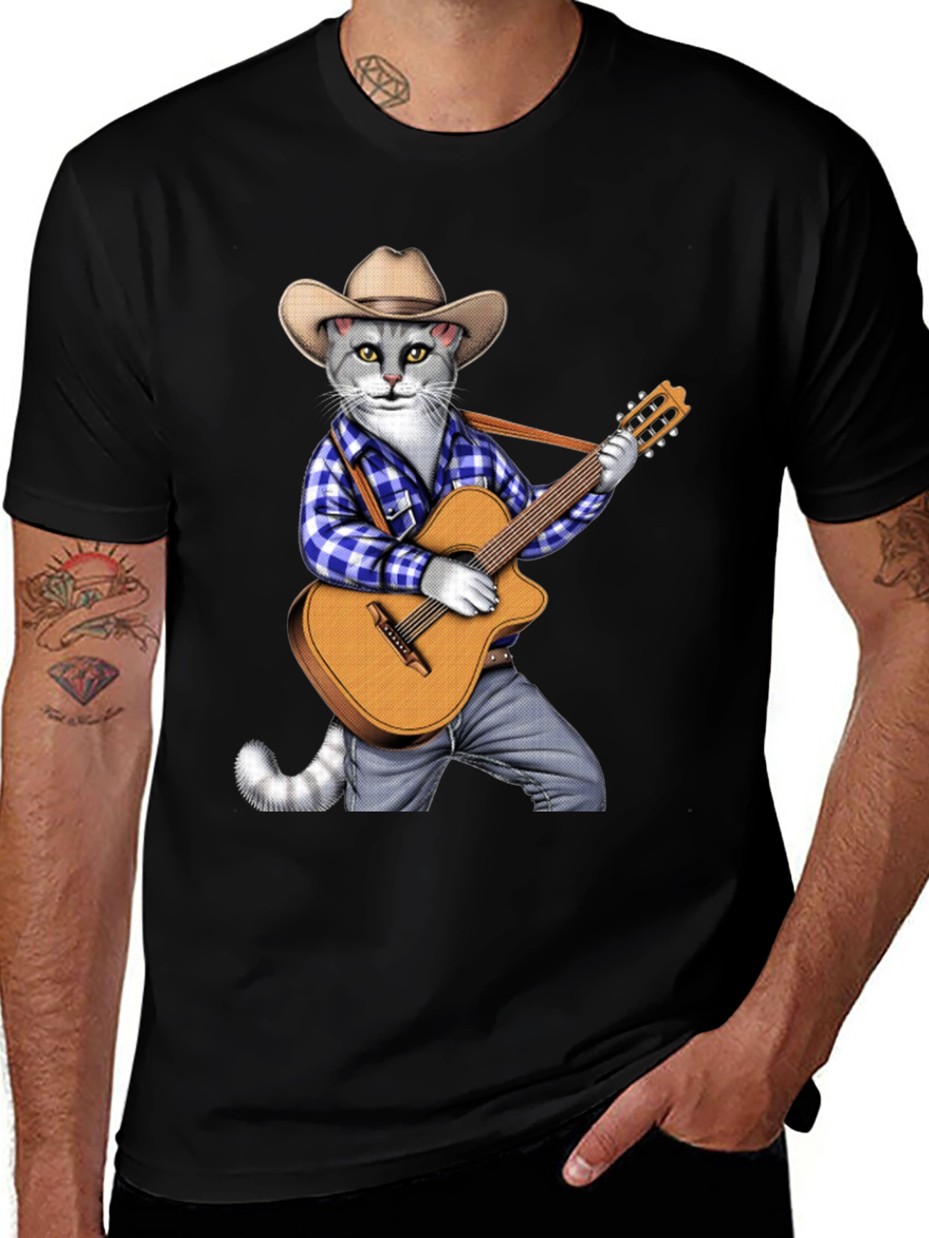 Variant 6 of Cool Cat Guitarist Graphic Tee