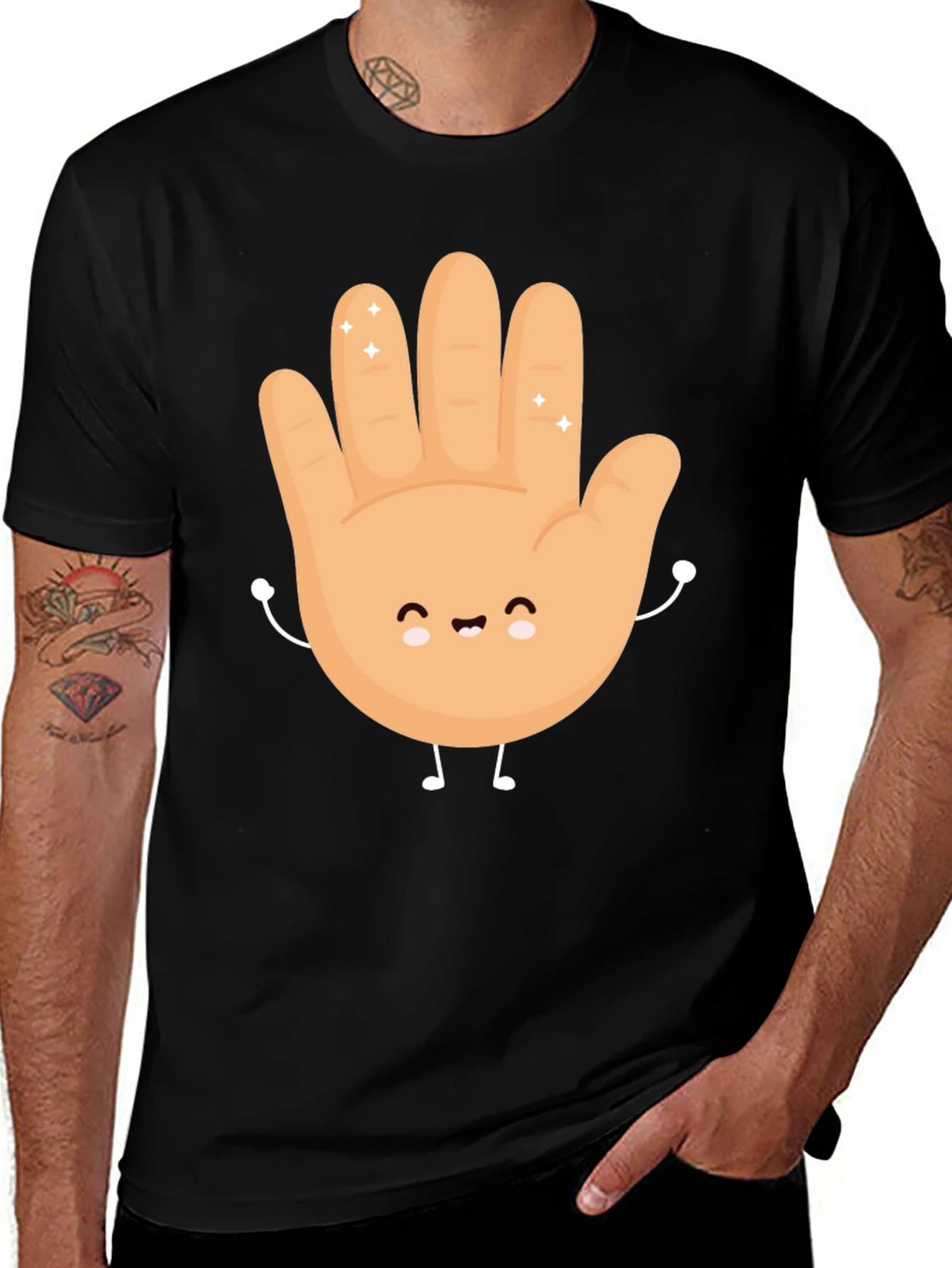 Variant 3 of Cute Hand Graphic Black T-Shirt