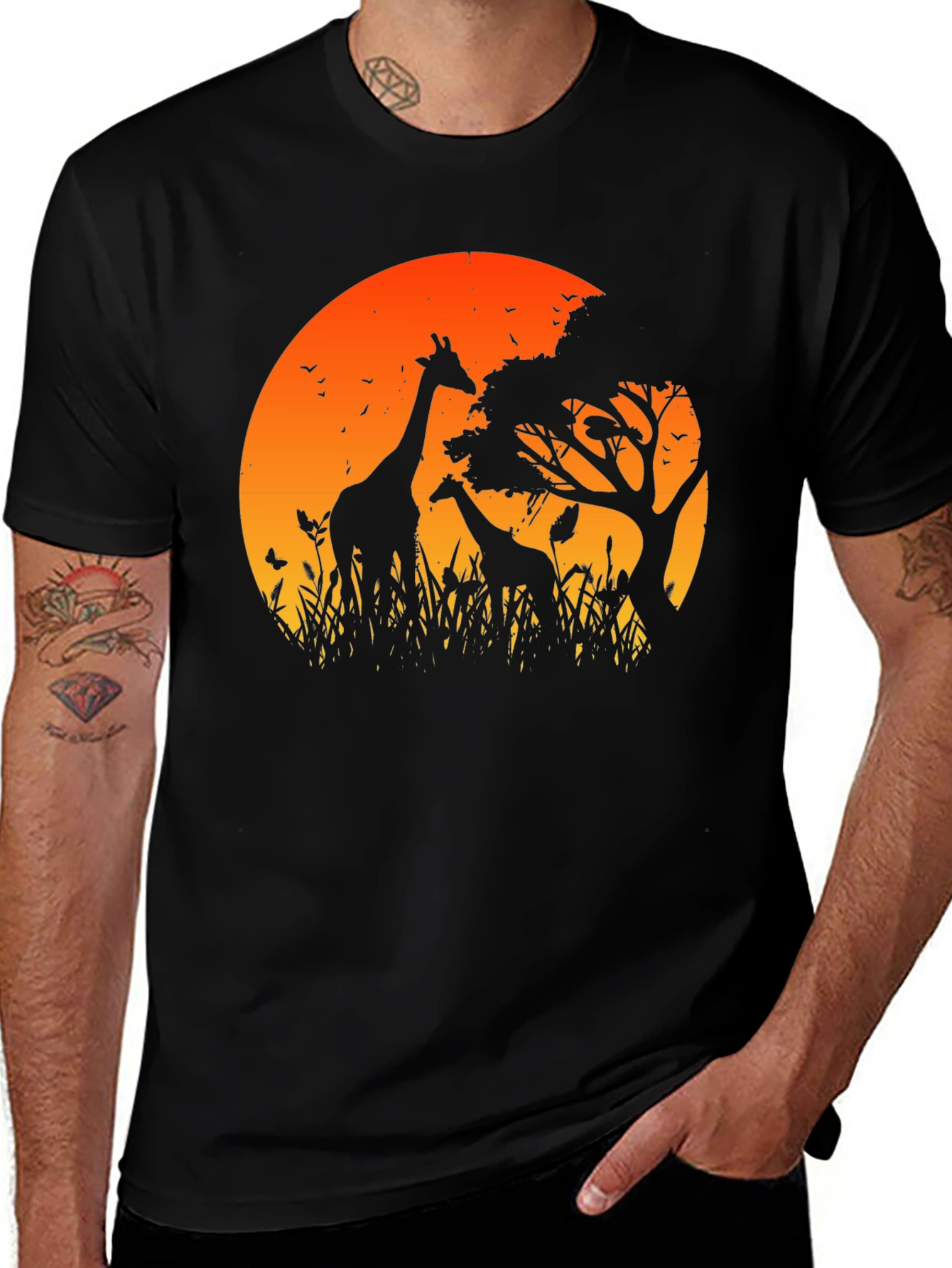 Variant 29 of Giraffe Sunset Silhouette T-Shirt