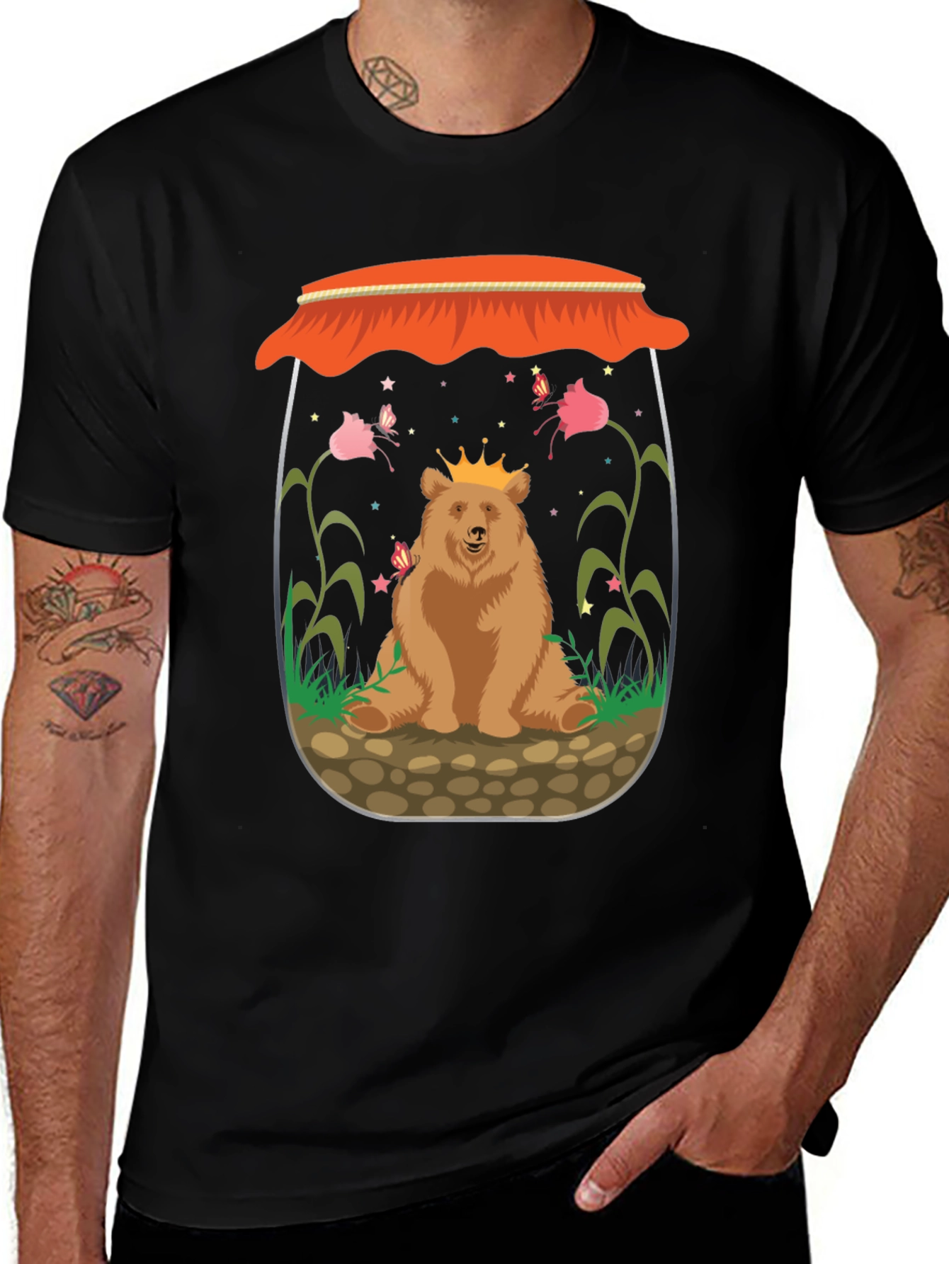 Variant 9 of Bear in a Jar Graphic Tee - Unisex Black T-Shirt