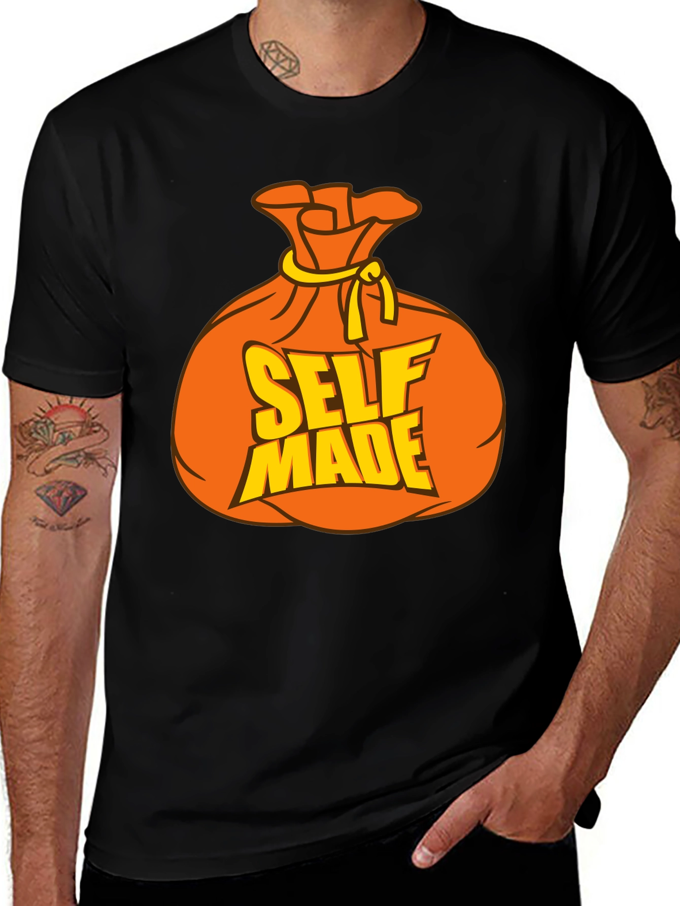 Variant 10 of Self Made Graphic Tee - Black Crew Neck T-Shirt