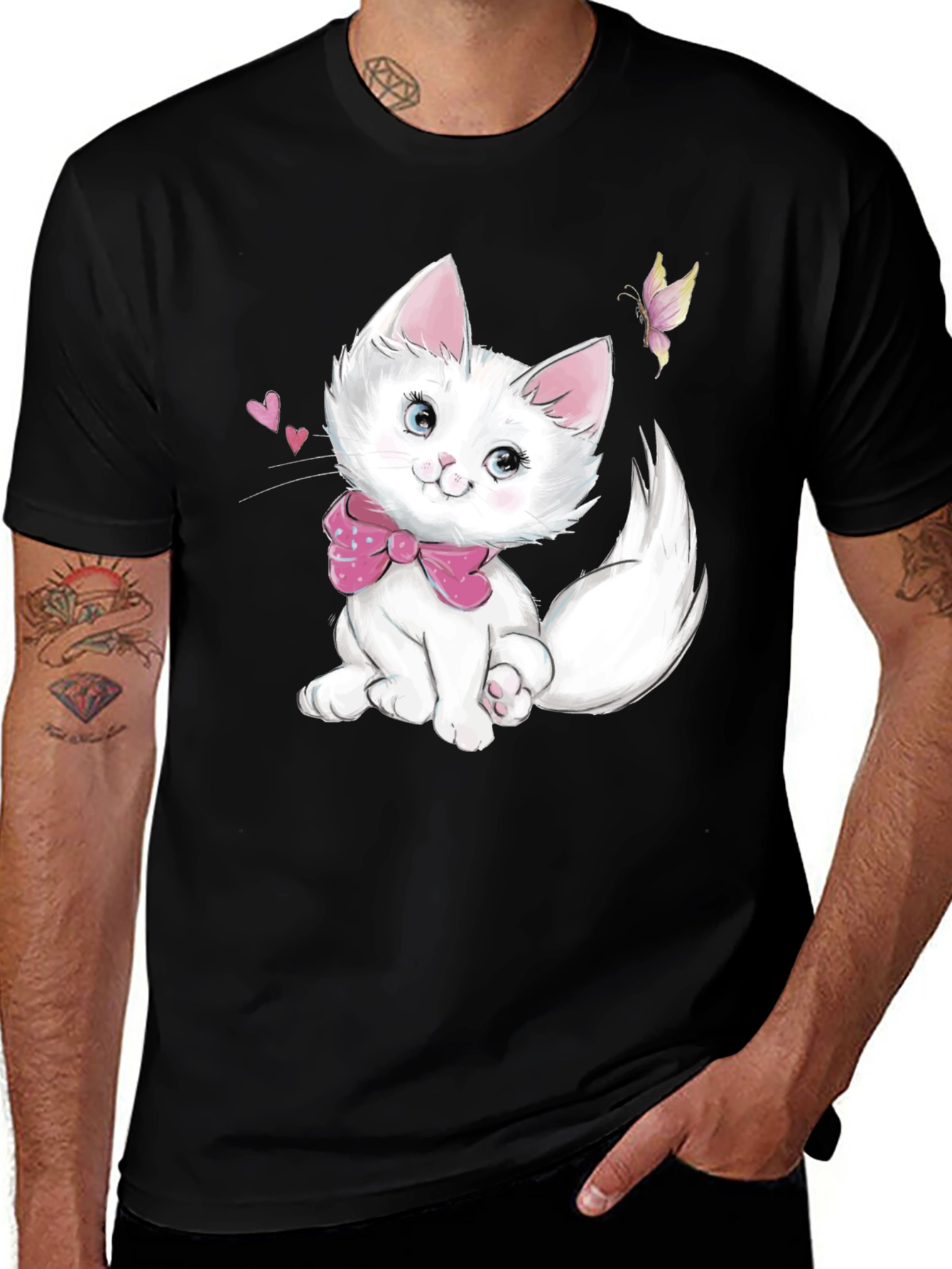 Variant 4 of Cute Kitten Graphic Black T-Shirt
