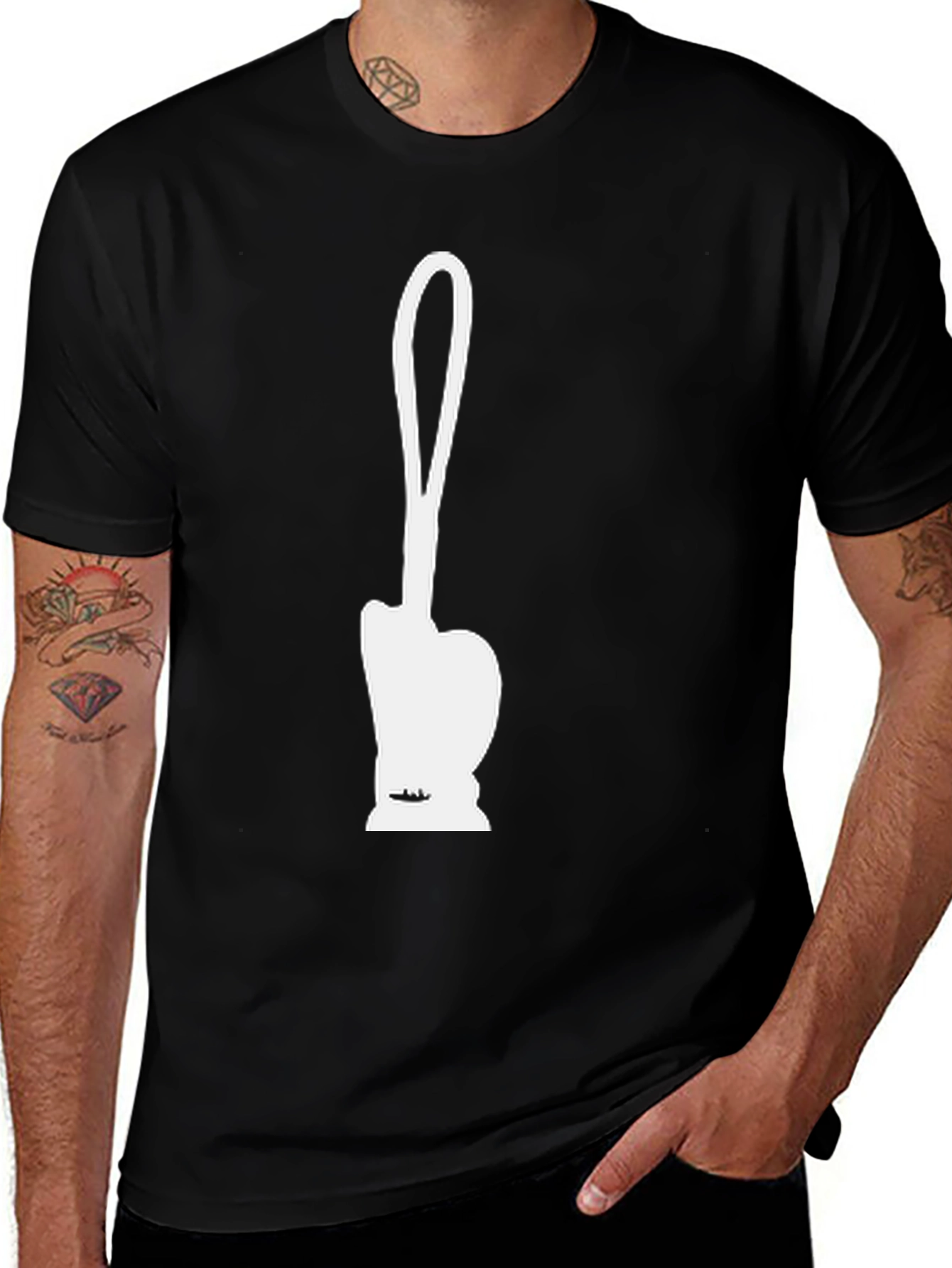 Variant 7 of Funny White Toilet Brush Silhouette Black T-Shirt