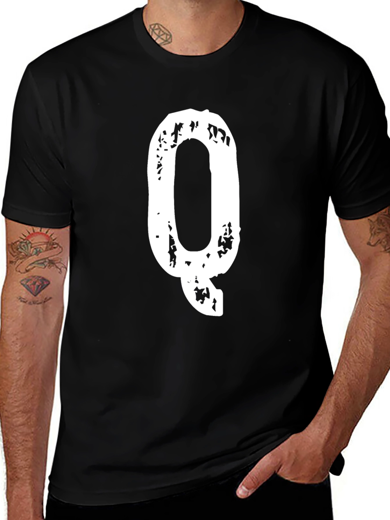 Variant 19 of Letter Q Graphic Tee - Men's Black T-Shirt