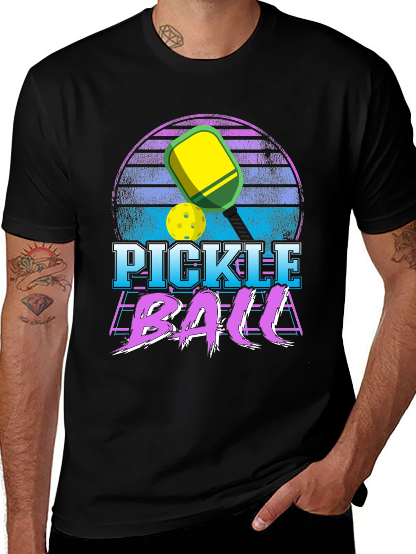 Variant 4 of Pickleball Retro Sunset T-Shirt