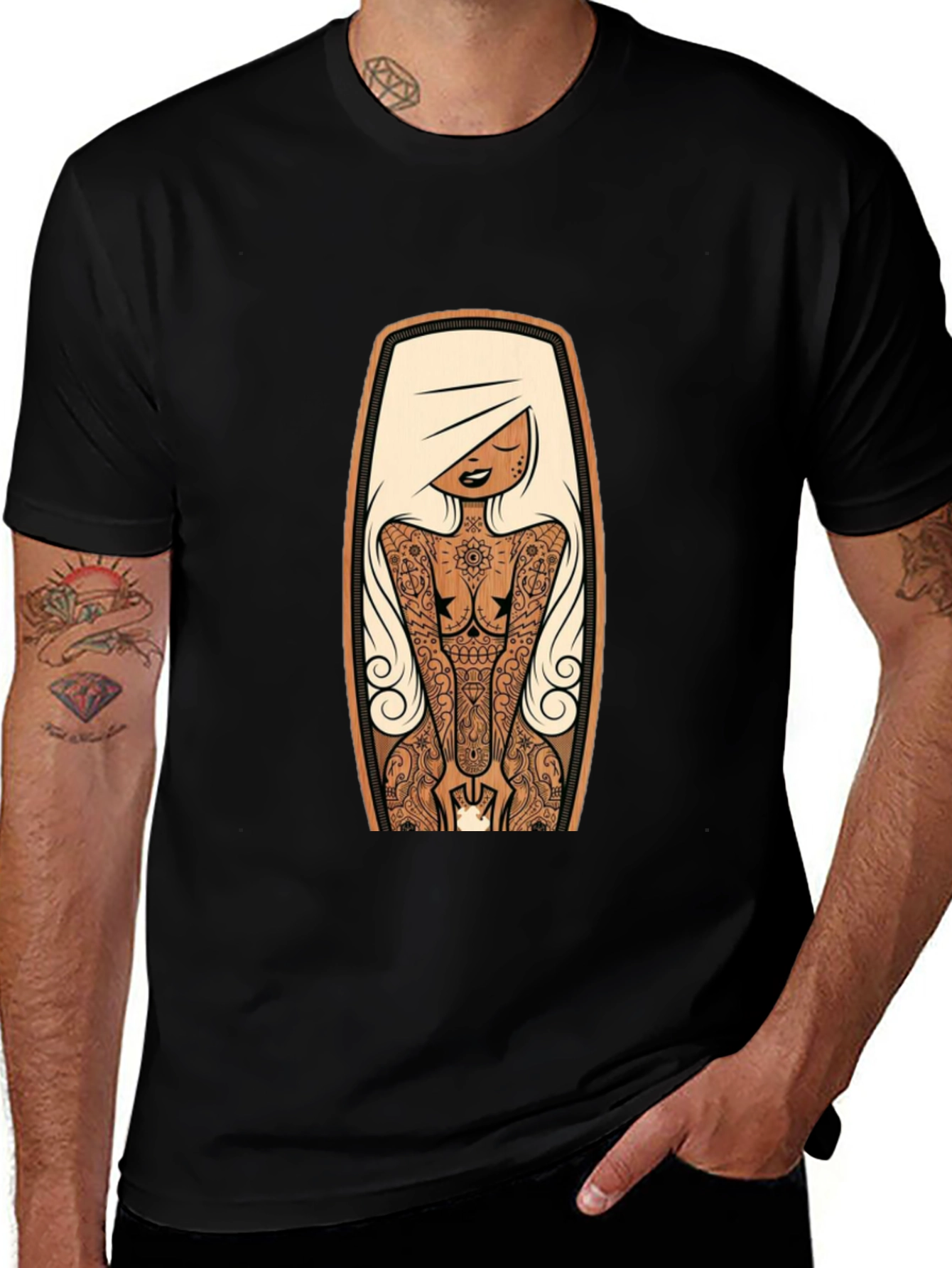 Variant 18 of Tattooed Lady Graphic Tee - Black Crew Neck
