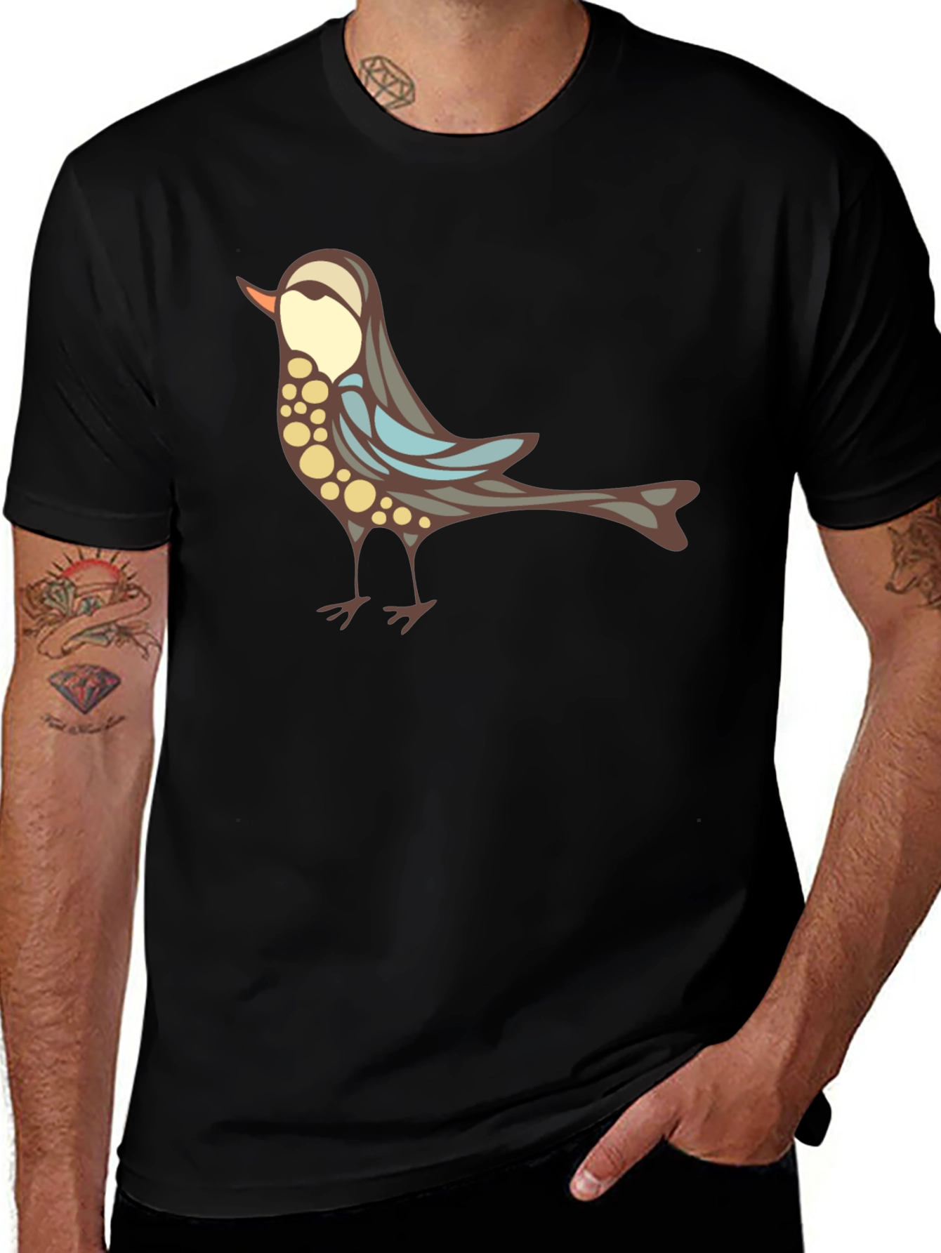 Variant 10 of Stylish Bird Graphic Black T-Shirt