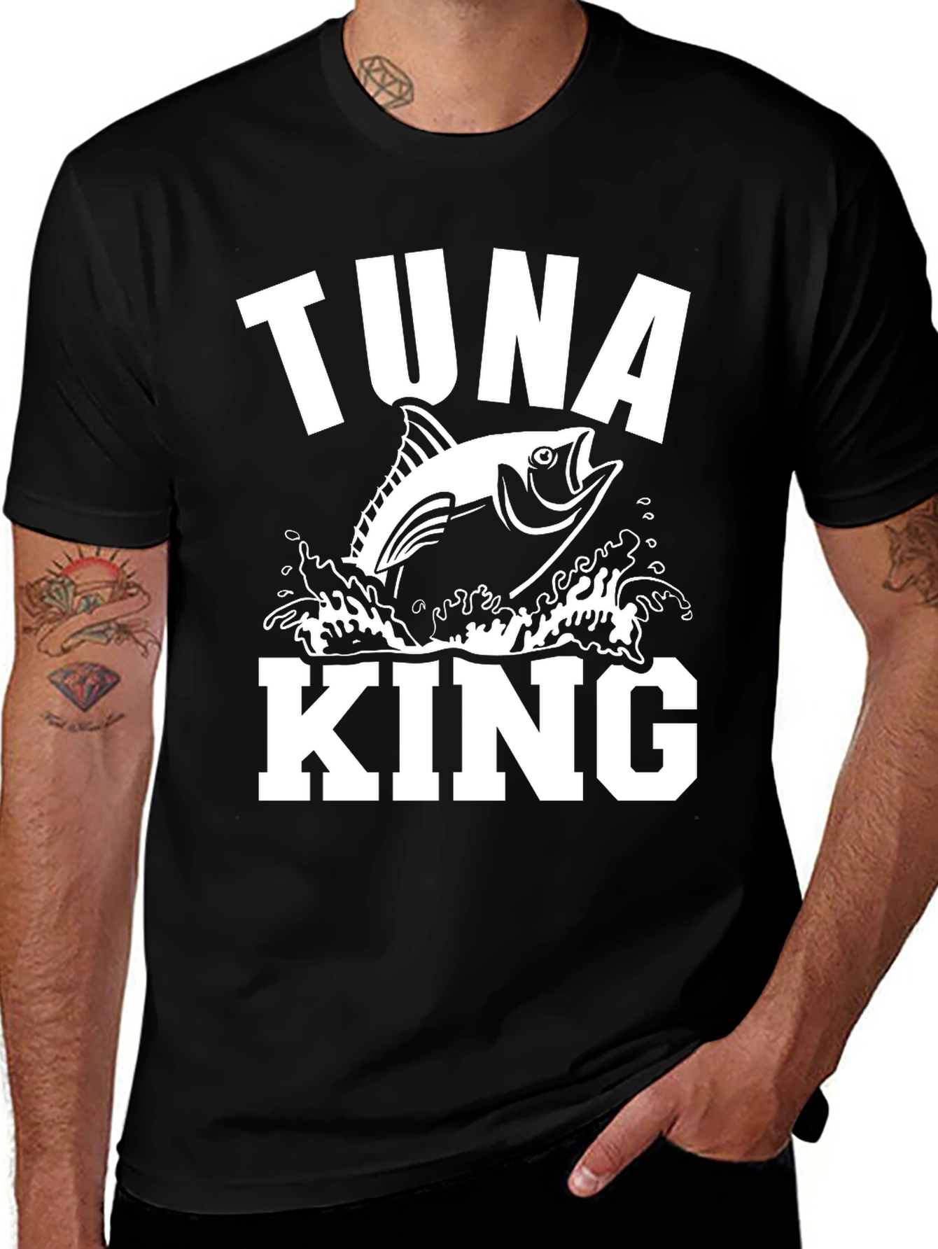 Variant 17 of Tuna King Graphic Tee - Black Cotton T-Shirt