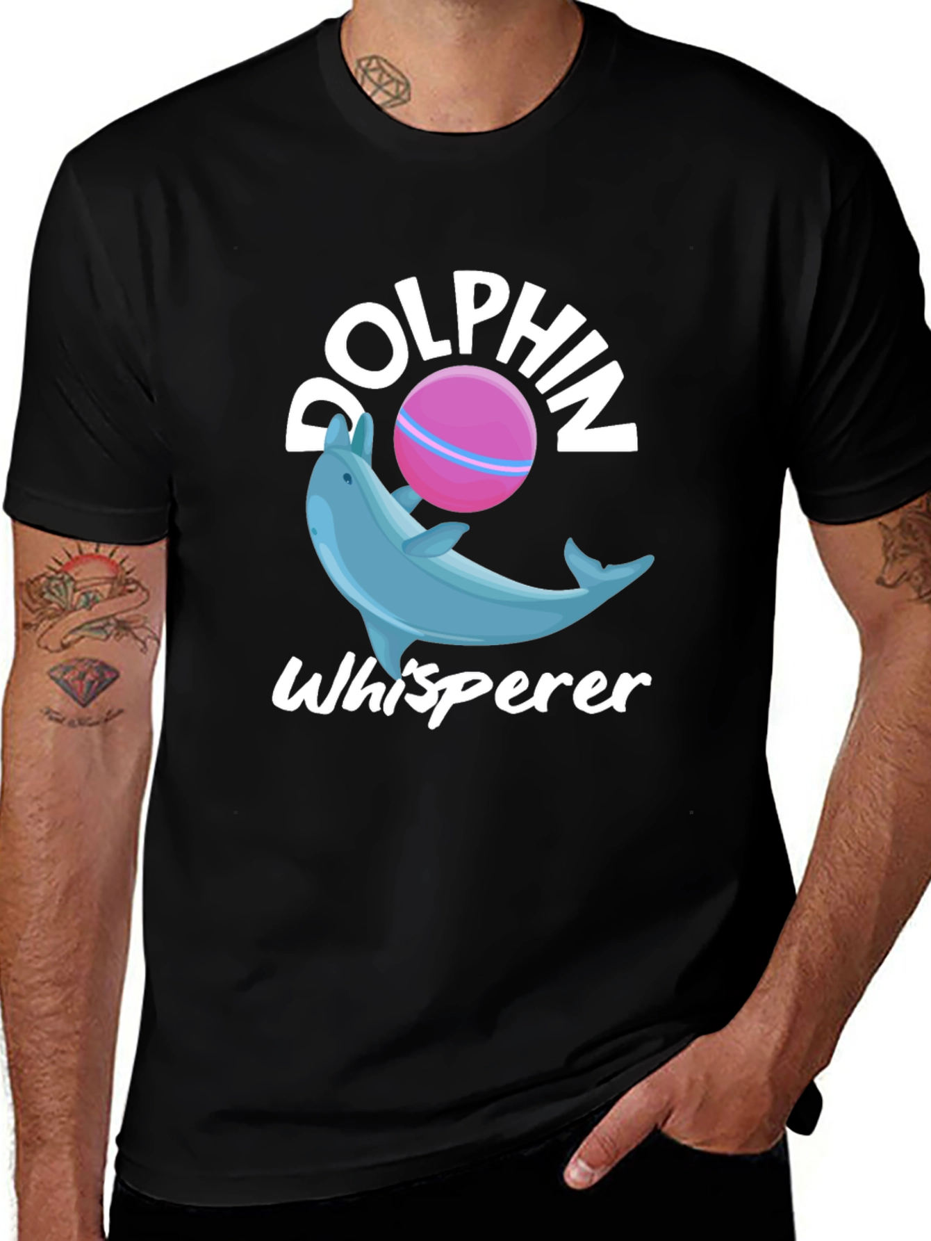 Variant 18 of Dolphin Whisperer T-Shirt: Playful Marine Life Tee