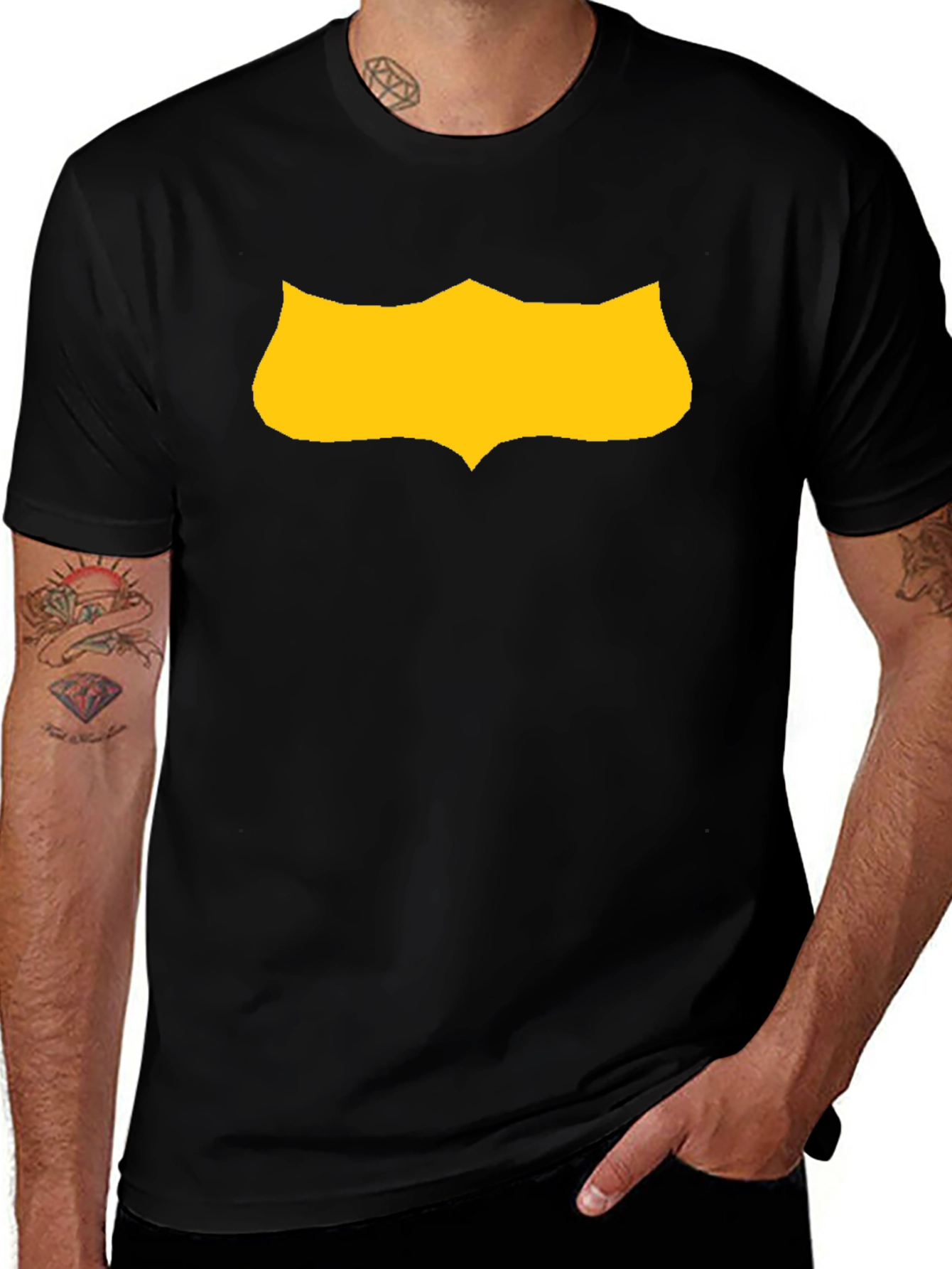 Variant 10 of Black T-Shirt with Gold Shield Graphic