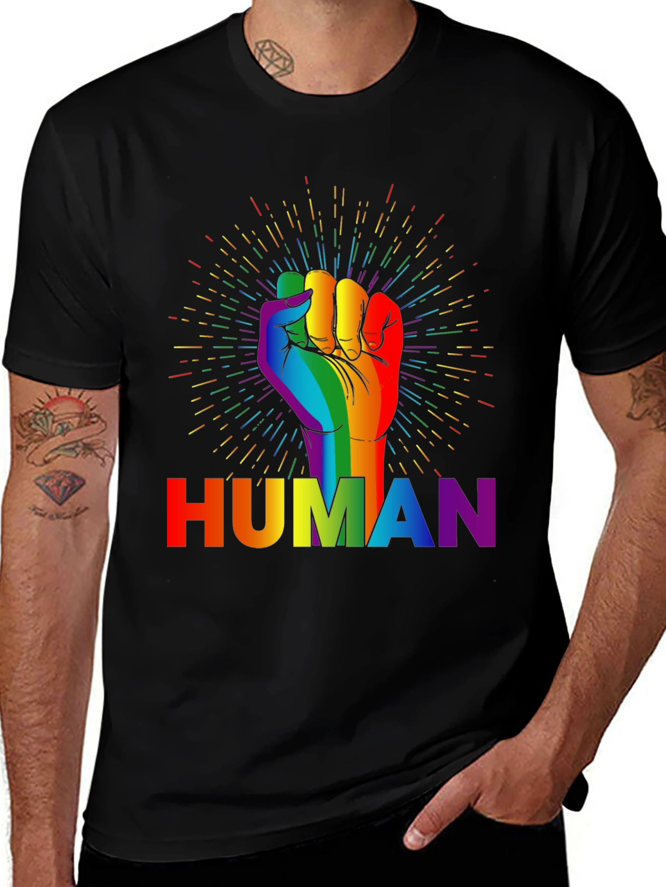 Rainbow Human Fist T-Shirt - Equality & Pride