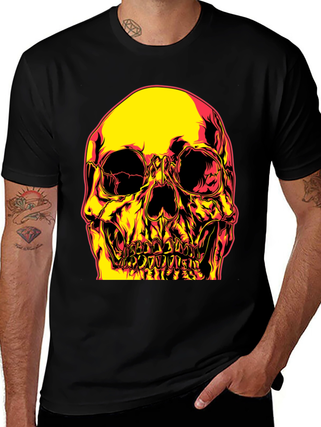 Variant 17 of Skull Graphic Print Black T-Shirt
