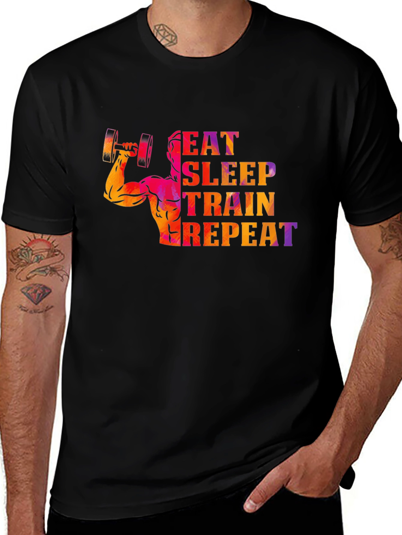 Eat Sleep Train Repeat Fitness T-Shirt