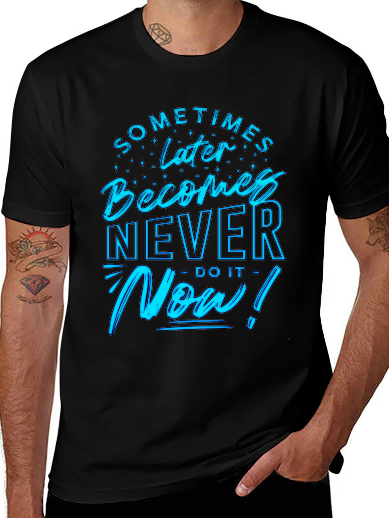 Variant 4 of Motivational "Now!" Graphic Tee - Black