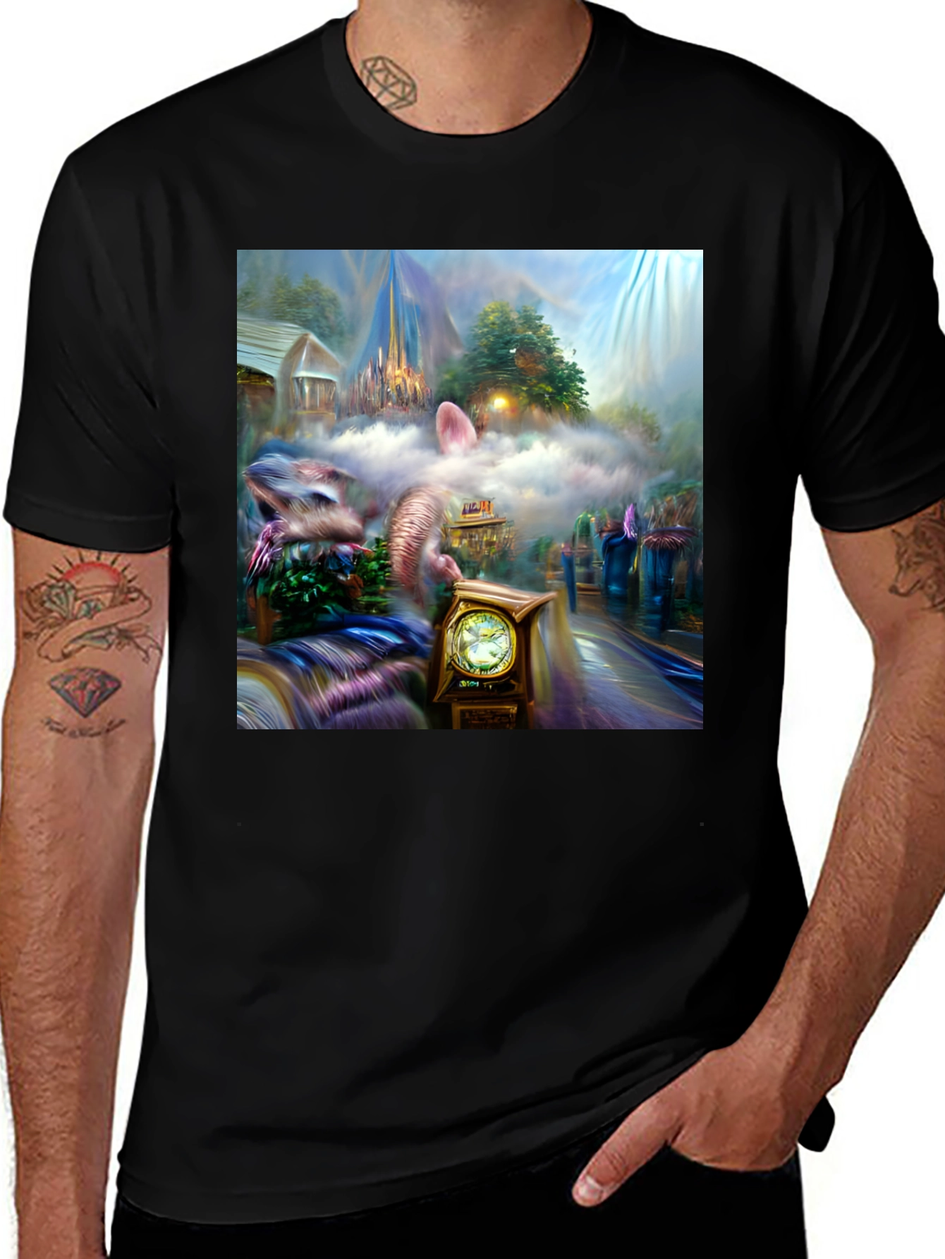 Black Surreal Fantasy T-Shirt main image