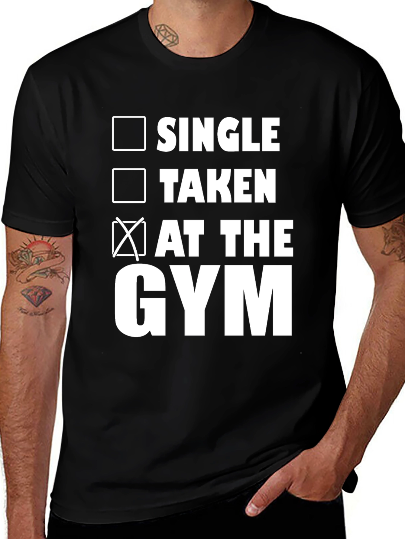 Gym Humor T-Shirt: Single, Taken, At the Gym!