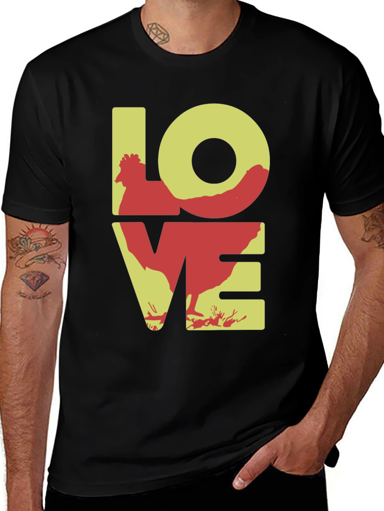 Variant 2 of Chicken LOVE Graphic Tee - Novelty Print Shirt