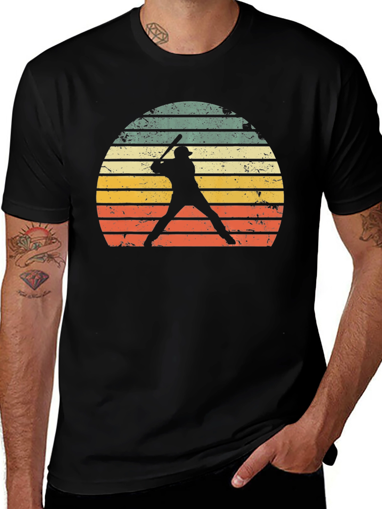 Variant 2 of Vintage Baseball Player Sunset Graphic Tee