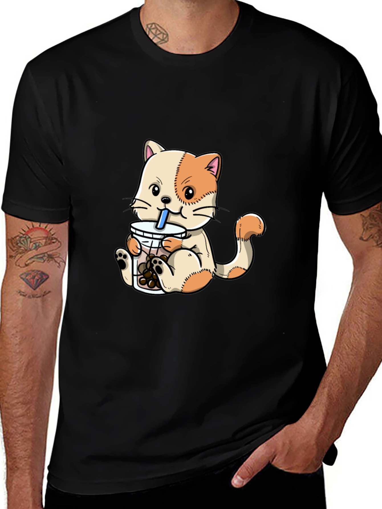 Variant 26 of Cute Cat Boba Tea Graphic T-Shirt