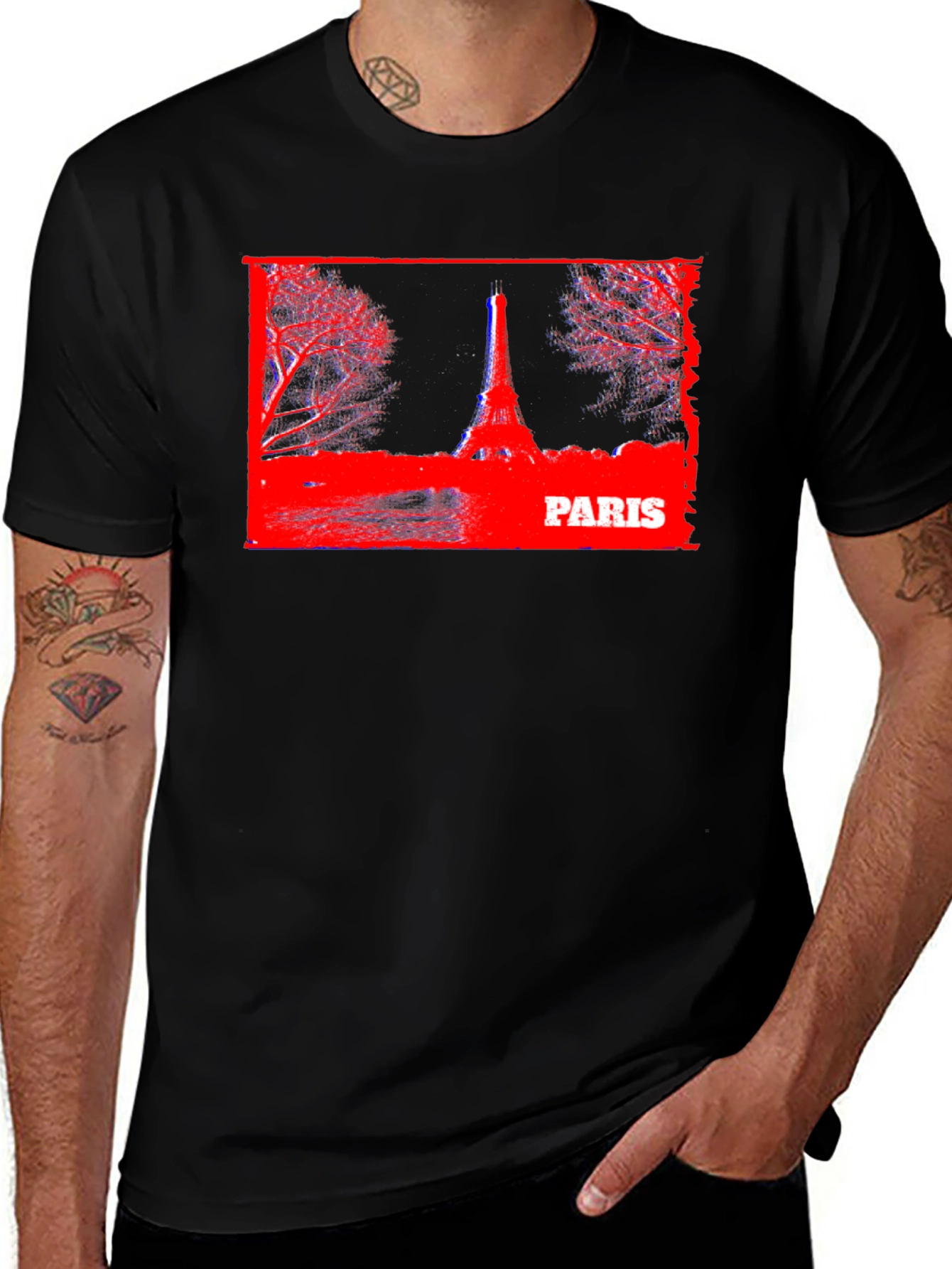 Paris Eiffel Tower Graphic Black T-Shirt