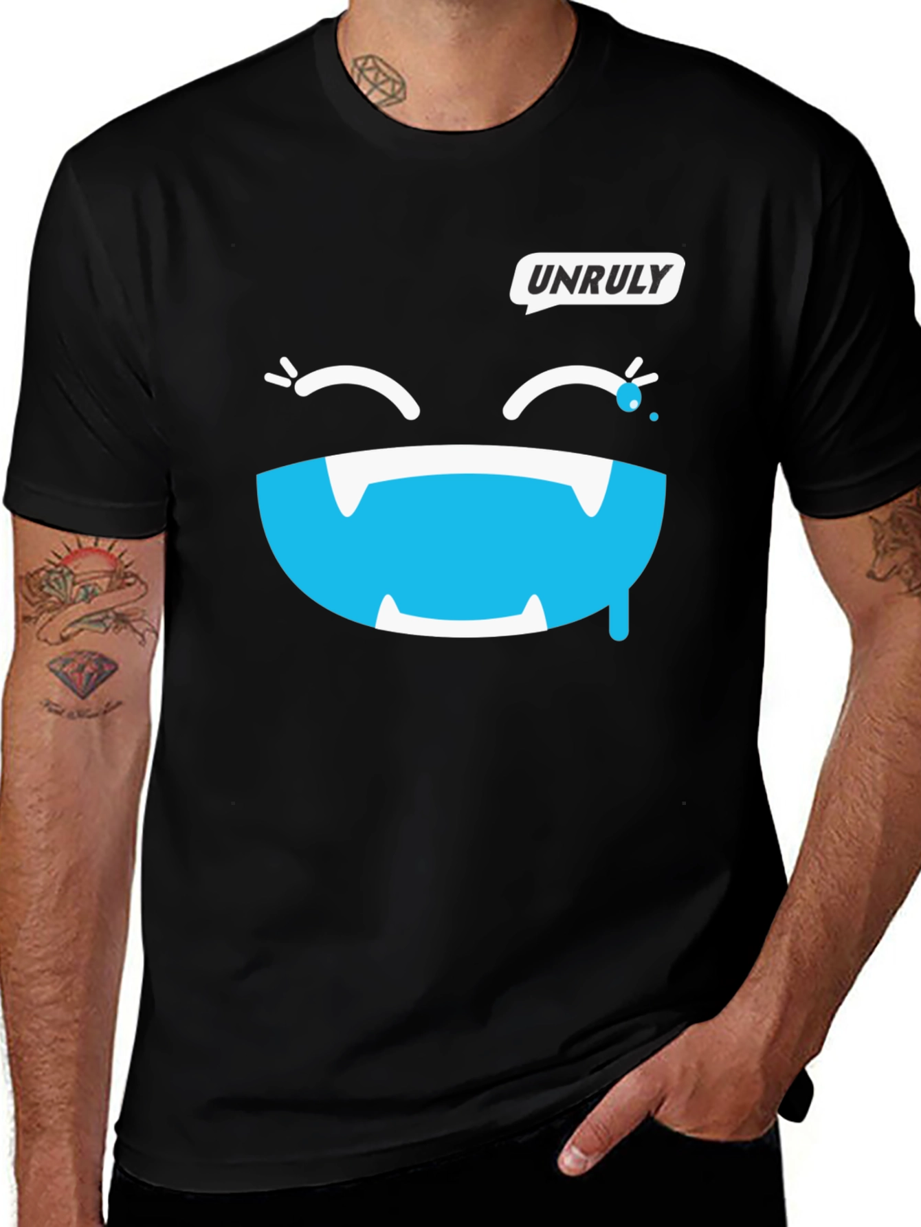 Variant 11 of Unruly Cartoon Monster Graphic Tee - Black