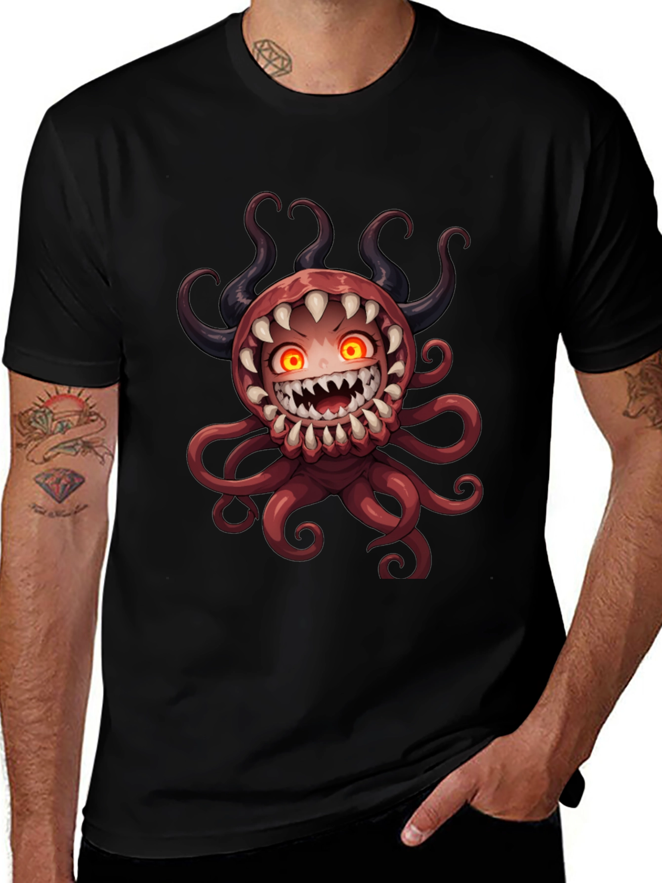 Variant 29 of Monster Octopus Graphic Tee - Men's Black T-Shirt