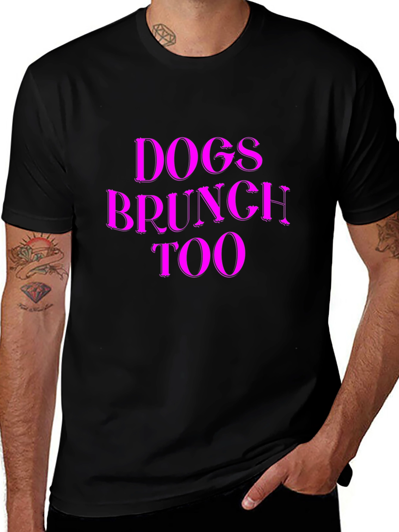 Variant 7 of Dogs Brunch Too T-Shirt - Black Tee
