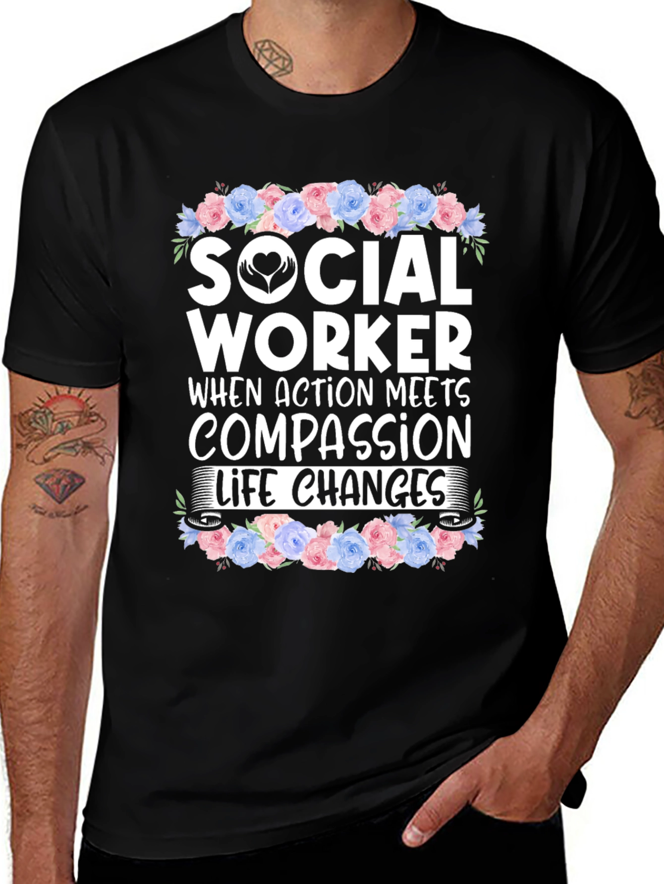 Variant 15 of Social Worker Floral Graphic T-Shirt