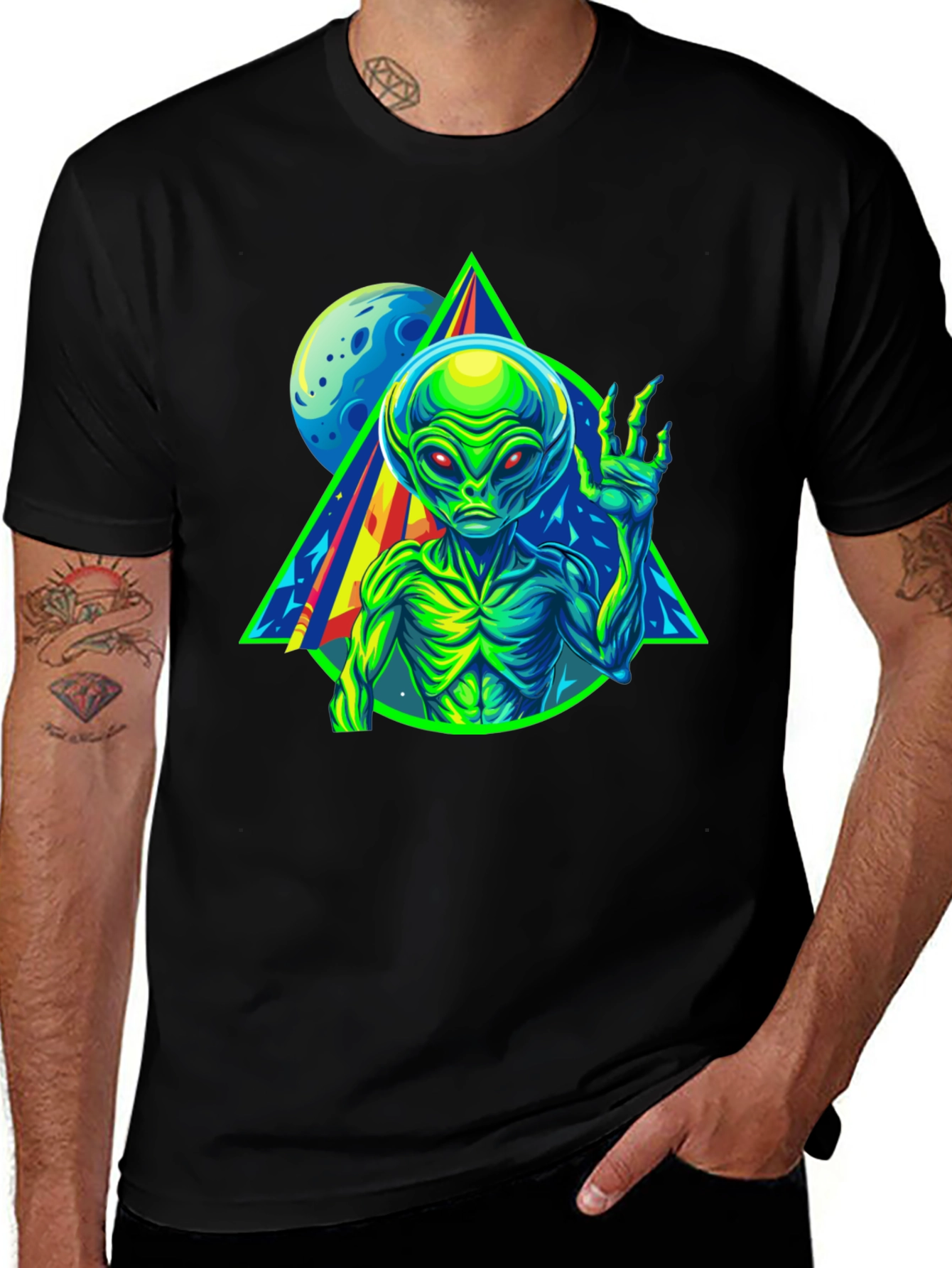 Variant 17 of Alien Graphic Tee - Neon Retro Design