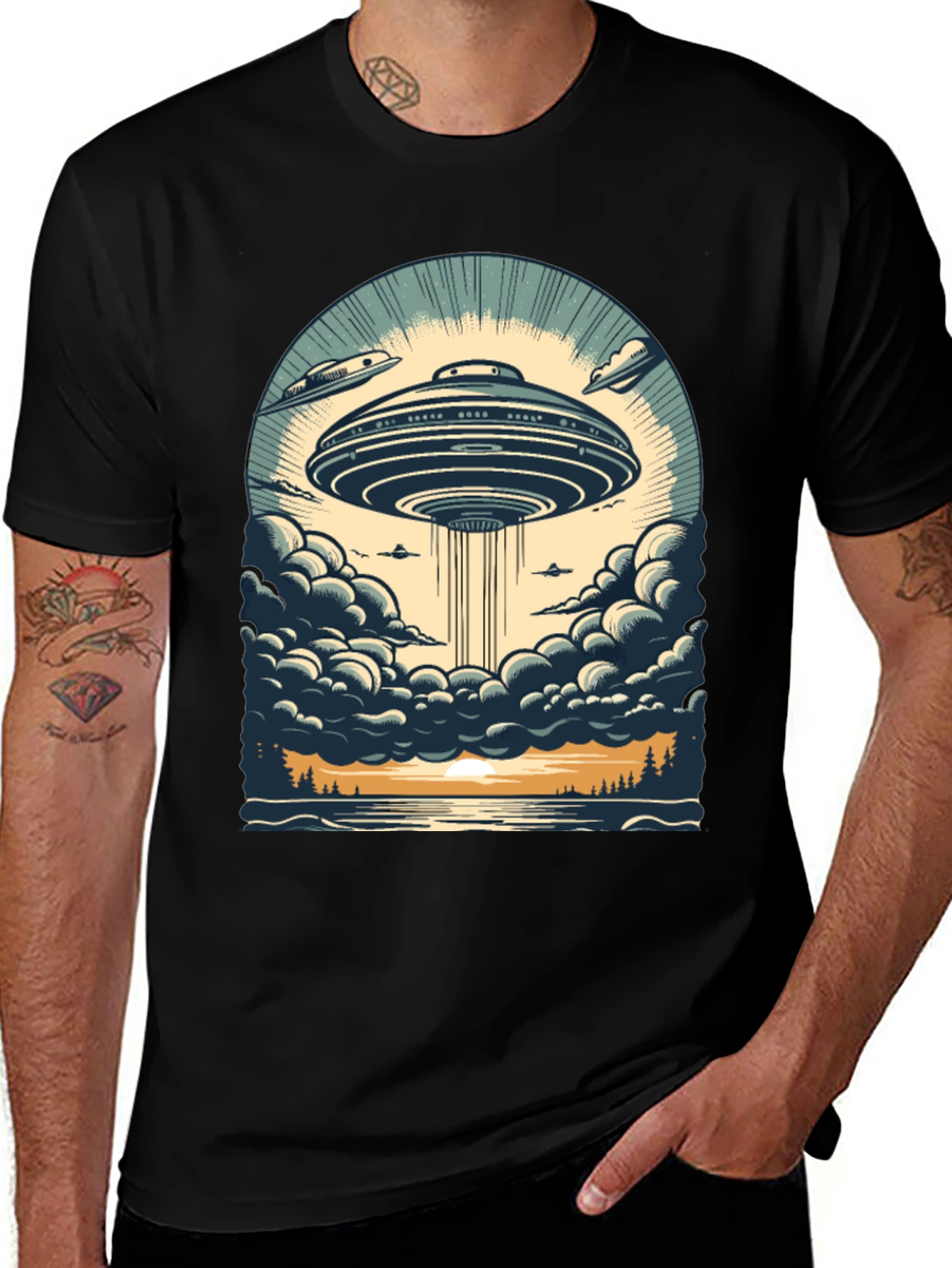 UFO Abduction Graphic T-Shirt