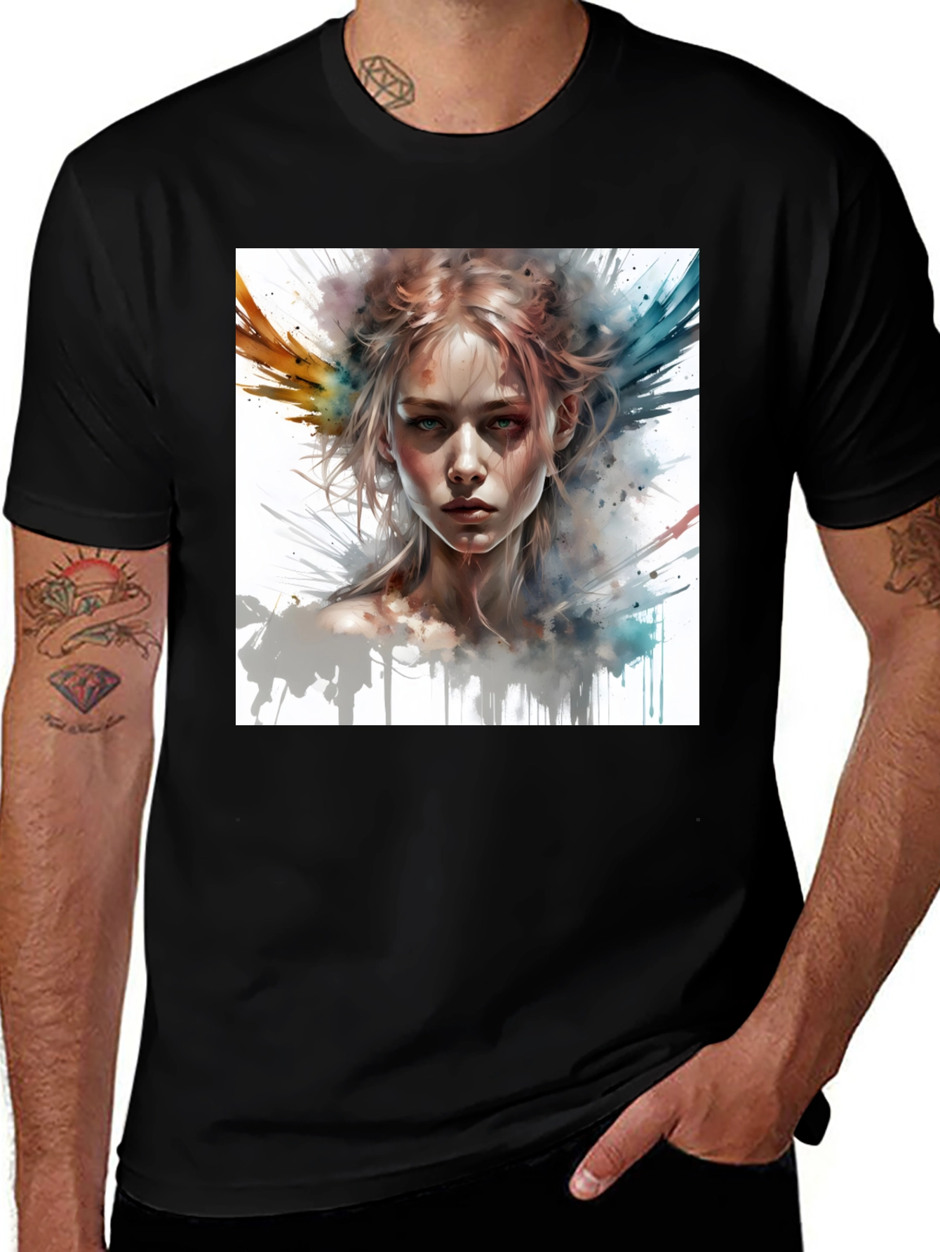 Variant 11 of Artistic Woman Graphic Black T-Shirt