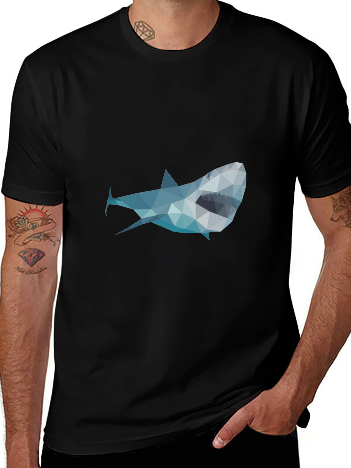 Variant 17 of Geometric Shark Graphic Tee - Modern Menswear