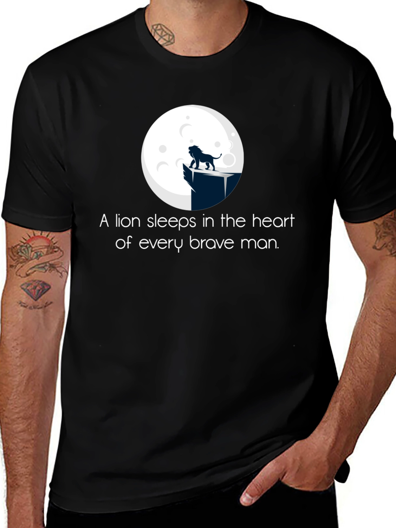 Variant 19 of Lion Heart Men's Black Graphic T-Shirt