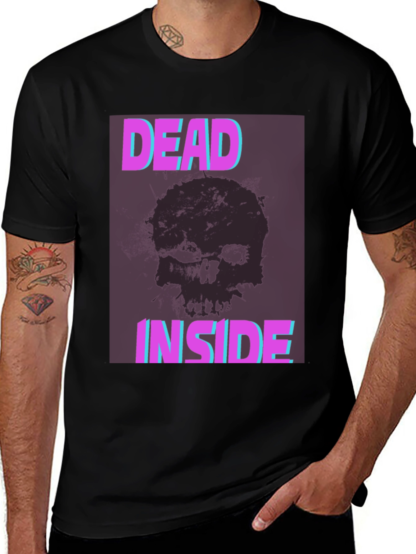 Variant 16 of Dead Inside Graphic Tee - Skull Print Black T-Shirt