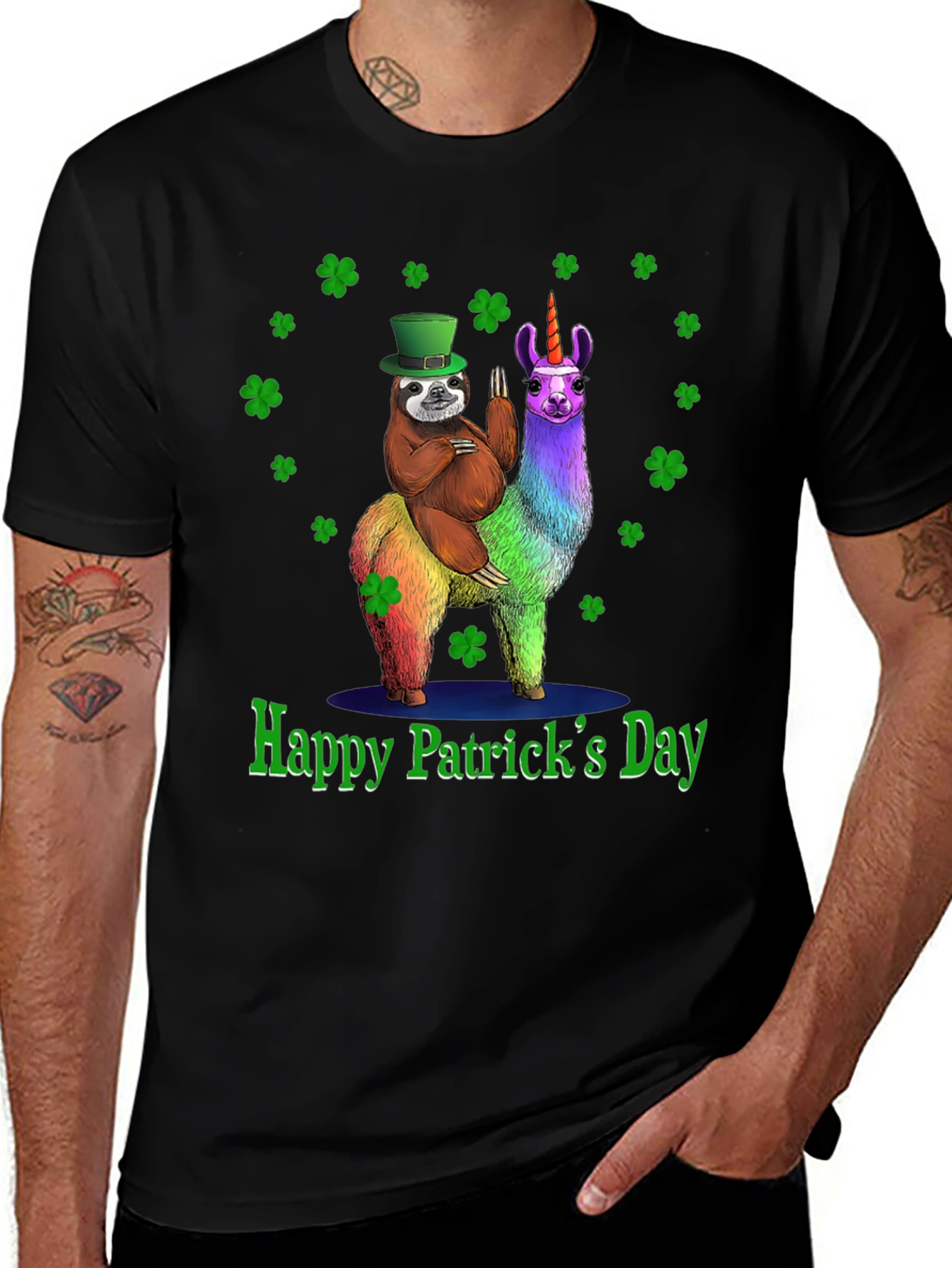 St. Patrick's Day Sloth Llama Unicorn T-Shirt