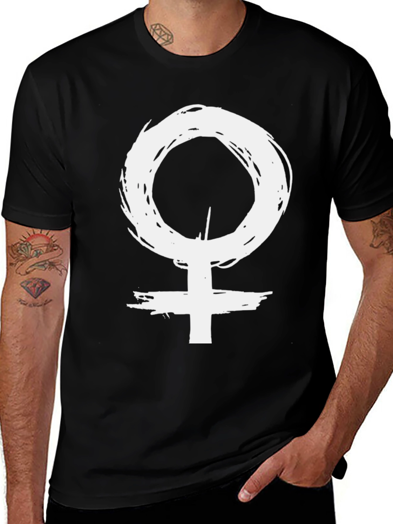 Variant 10 of Feminist Symbol T-Shirt - Grunge Style Black Tee