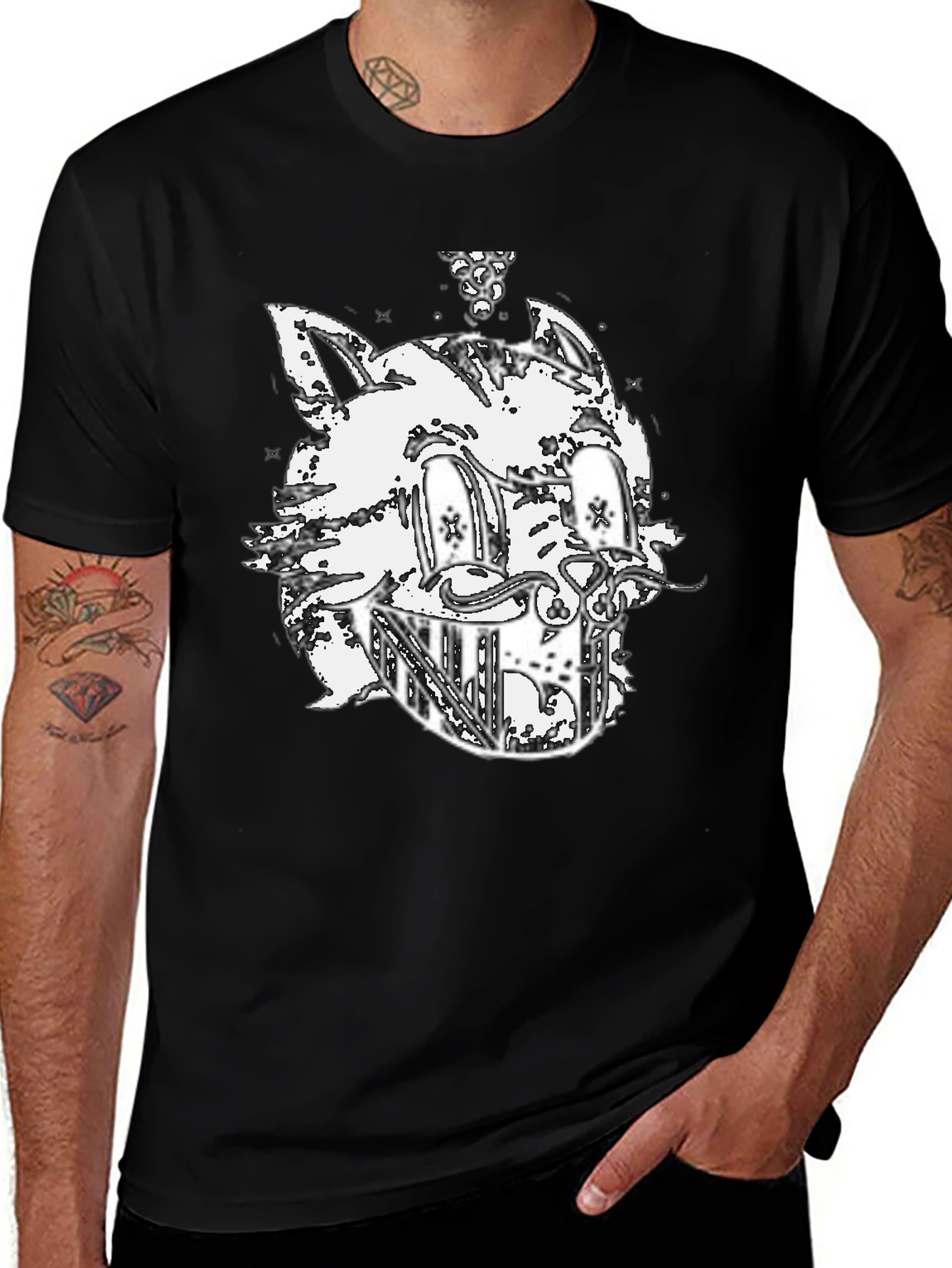 Variant 30 of Cat Graphic Black T-Shirt