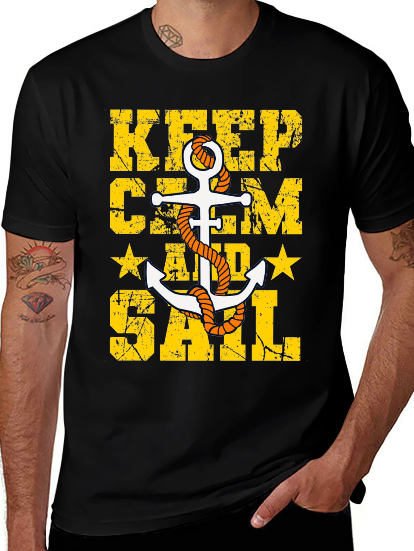 Variant 6 of Keep Calm and Sail Graphic Tee - Anchor Design