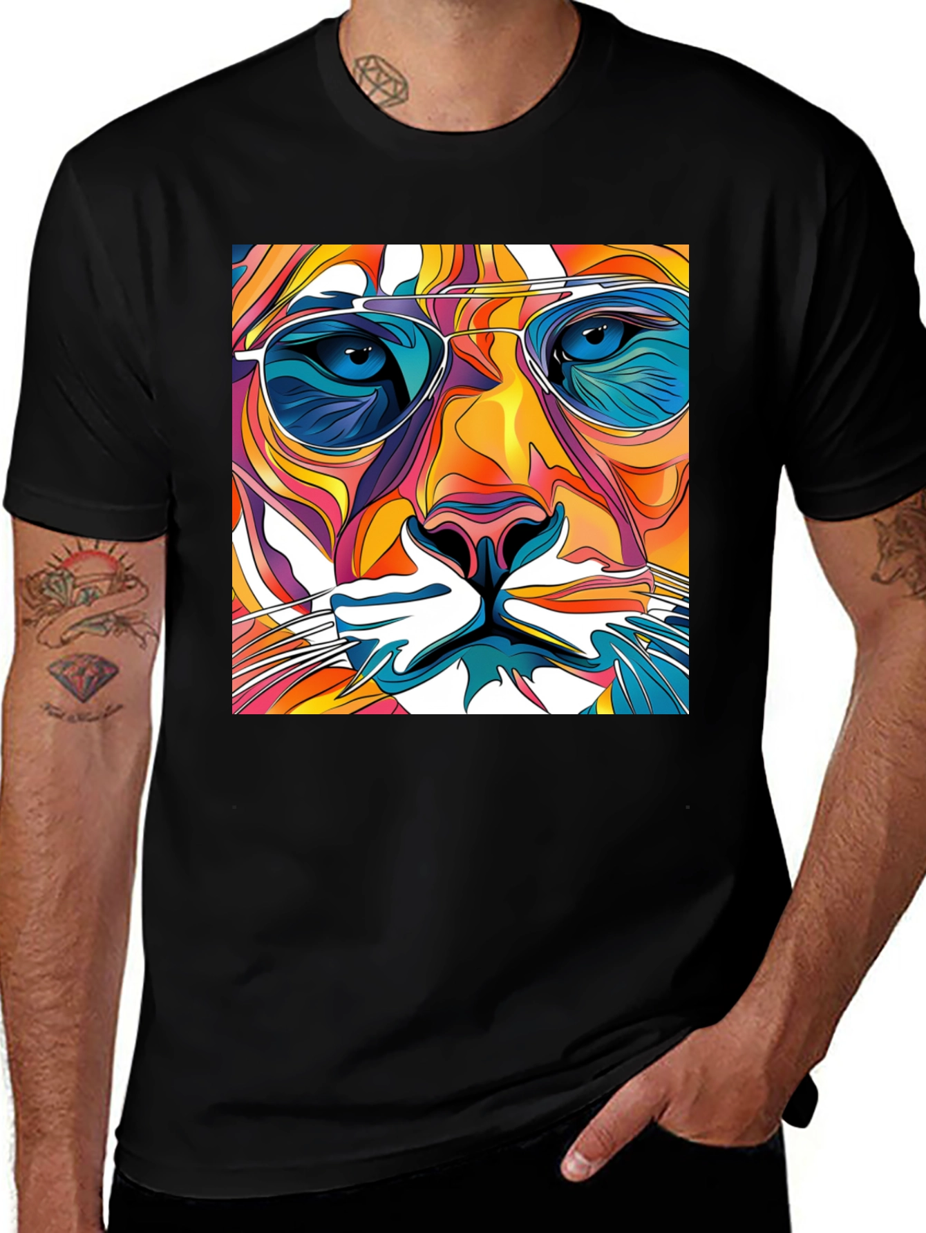 Variant 11 of Cool Cat Graphic Tee - Funky Animal Print T-Shirt