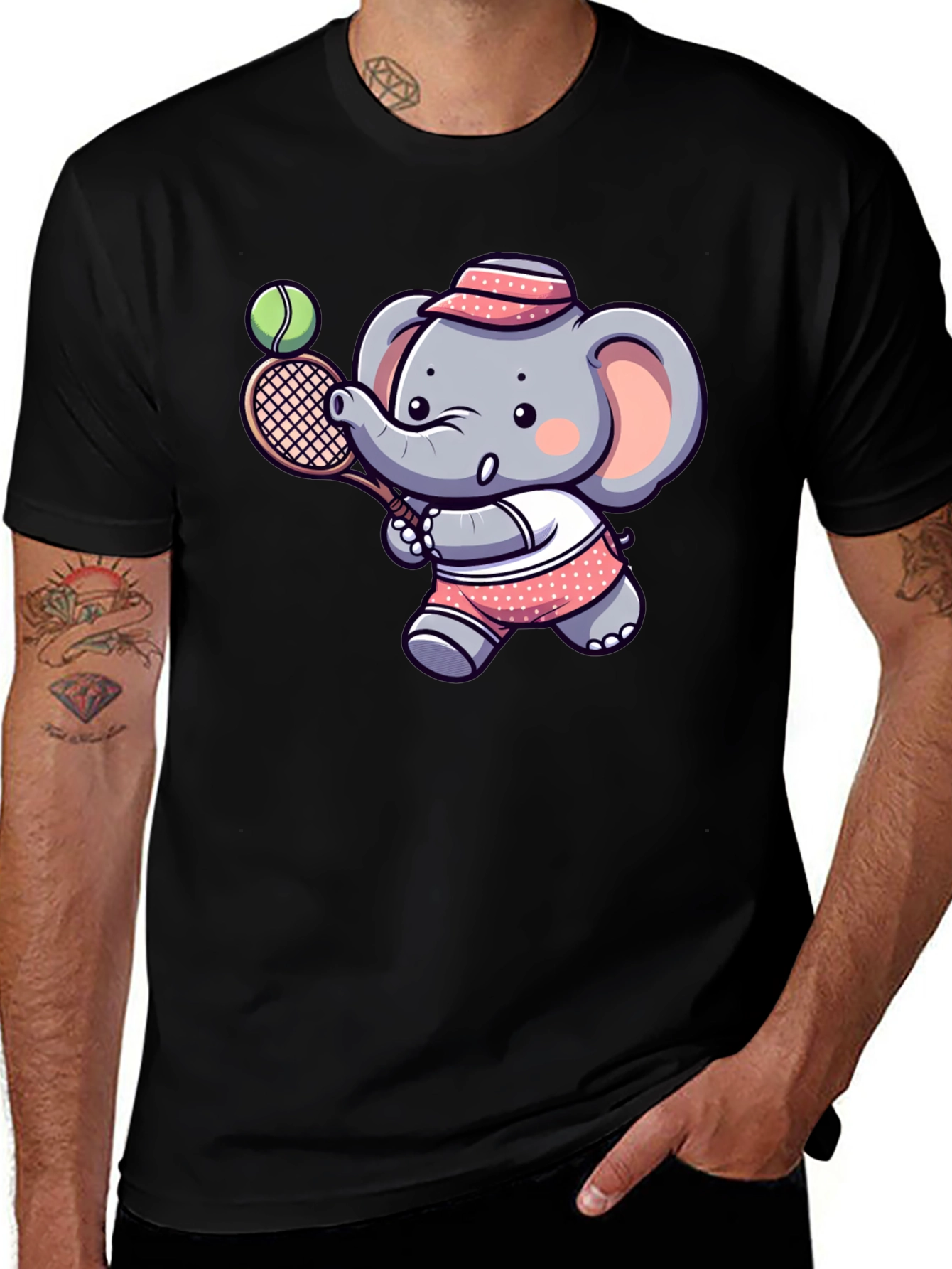 Variant 26 of Elephant Tennis Player Graphic Tee