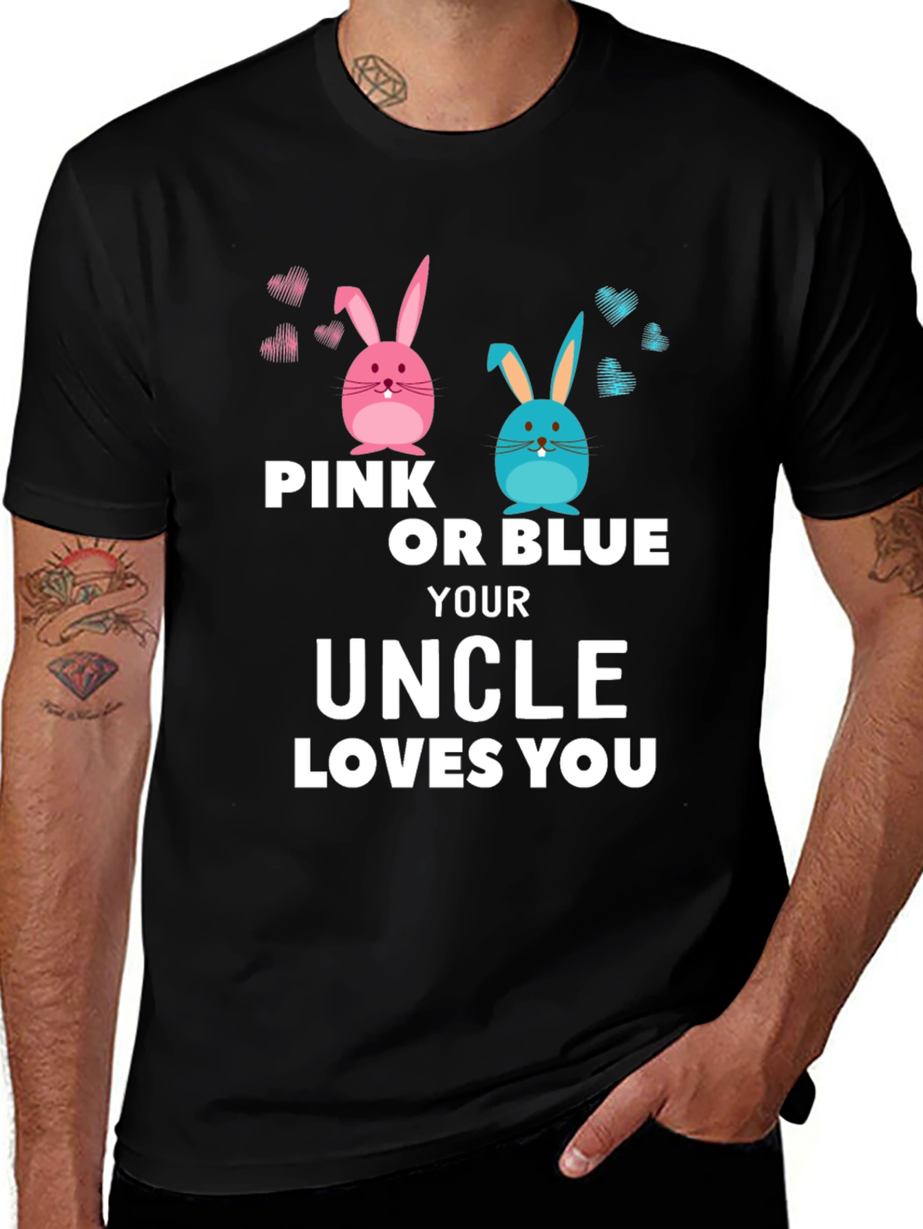 Pink or Blue Uncle Loves You Gender Reveal T-Shirt