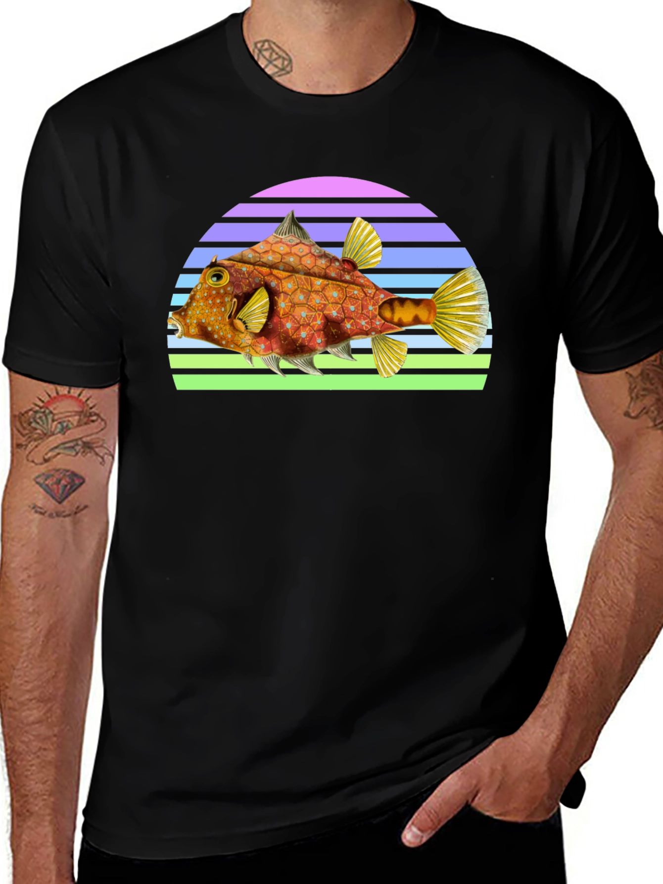 Variant 23 of Retro Fish Graphic T-Shirt - Novelty Tee