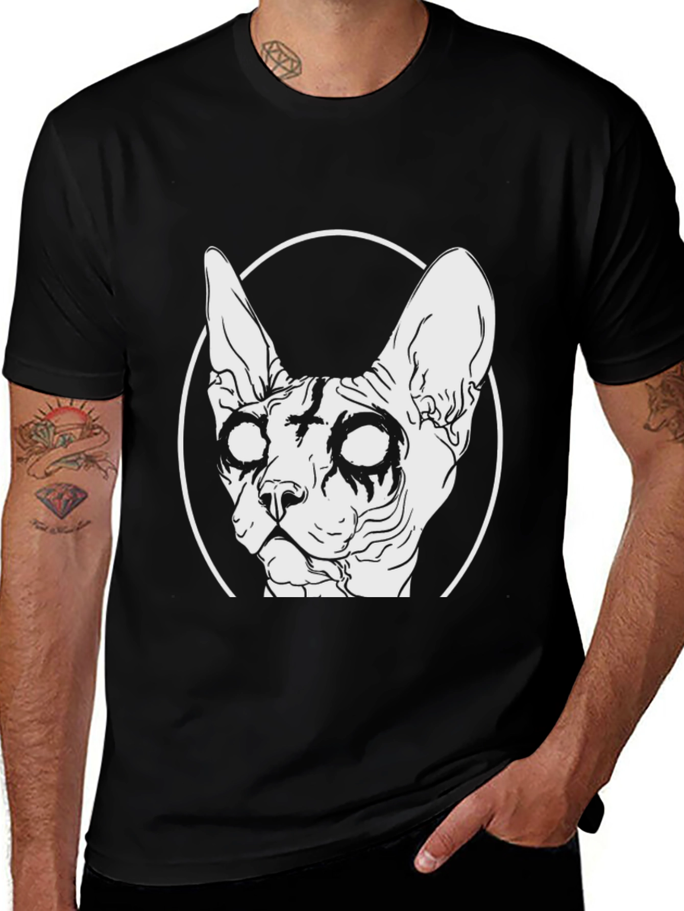 Variant 26 of Black T-Shirt with Cat Graphic