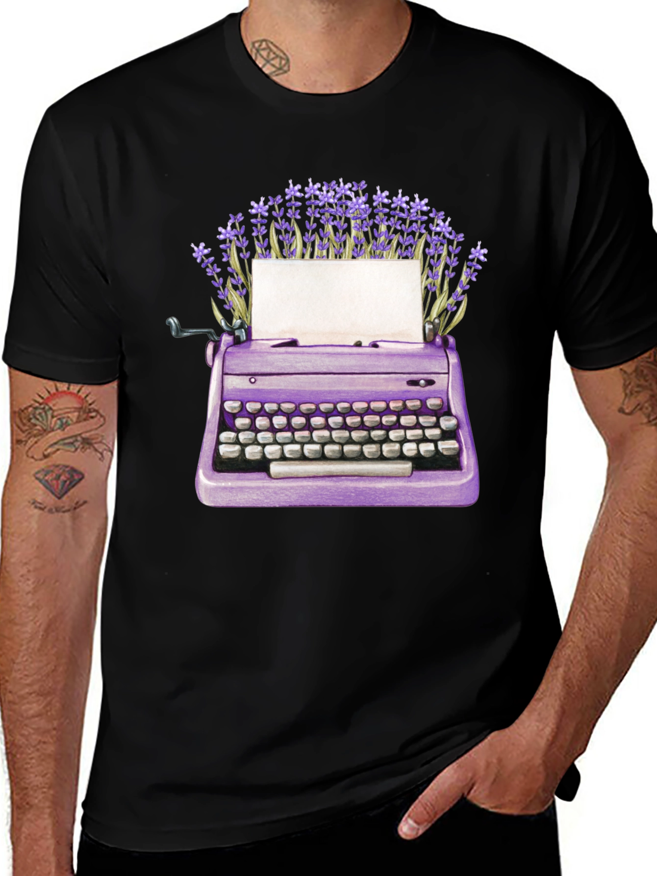 Variant 25 of Vintage Typewriter & Lavender Graphic Tee