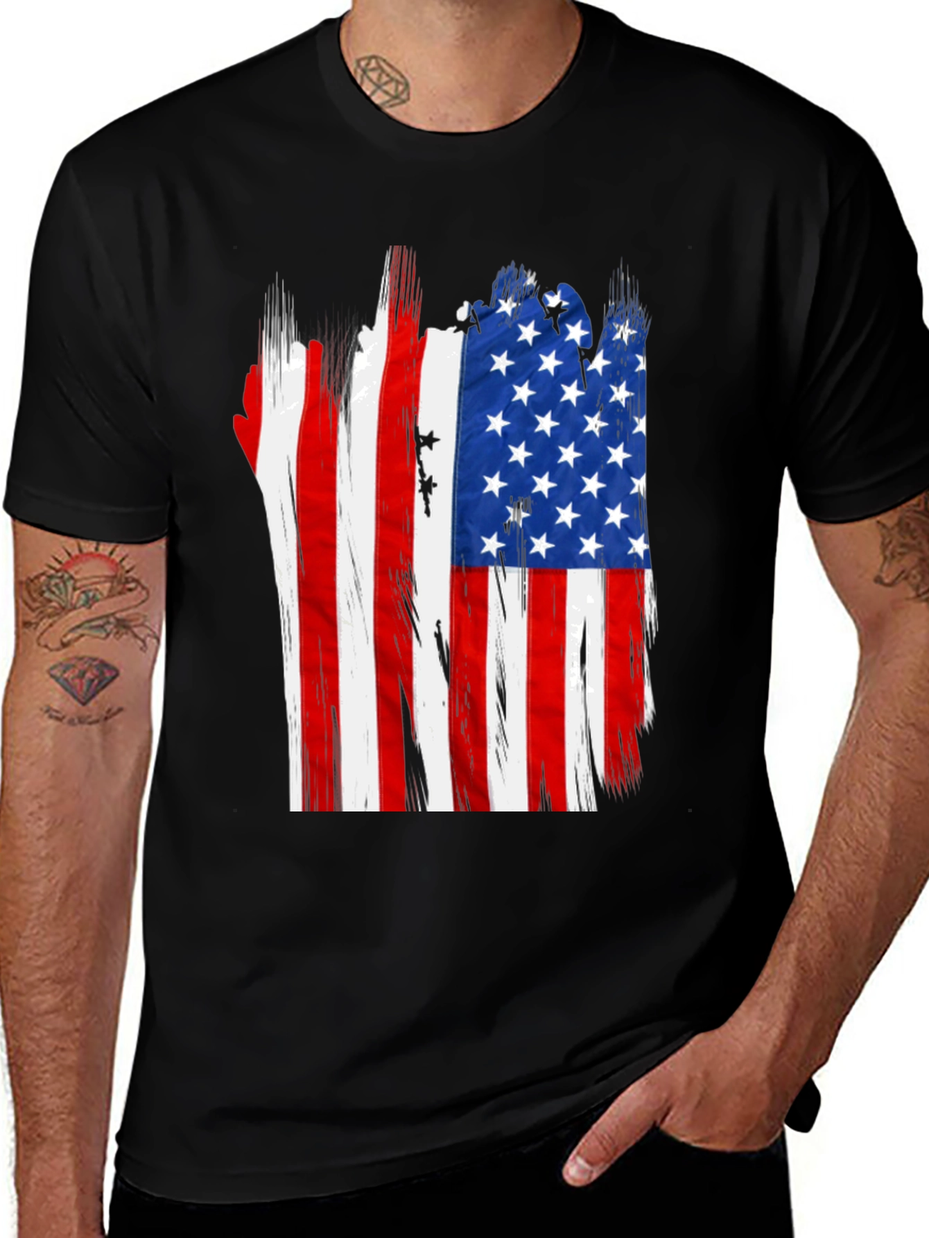 Variant 28 of American Flag Distressed Graphic T-Shirt
