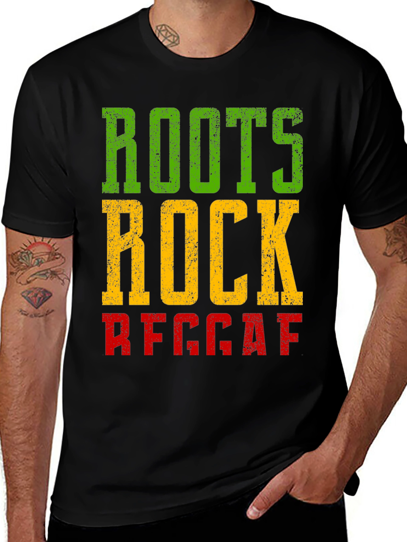 Variant 22 of Roots Rock Reggae T-Shirt - Rasta Colors