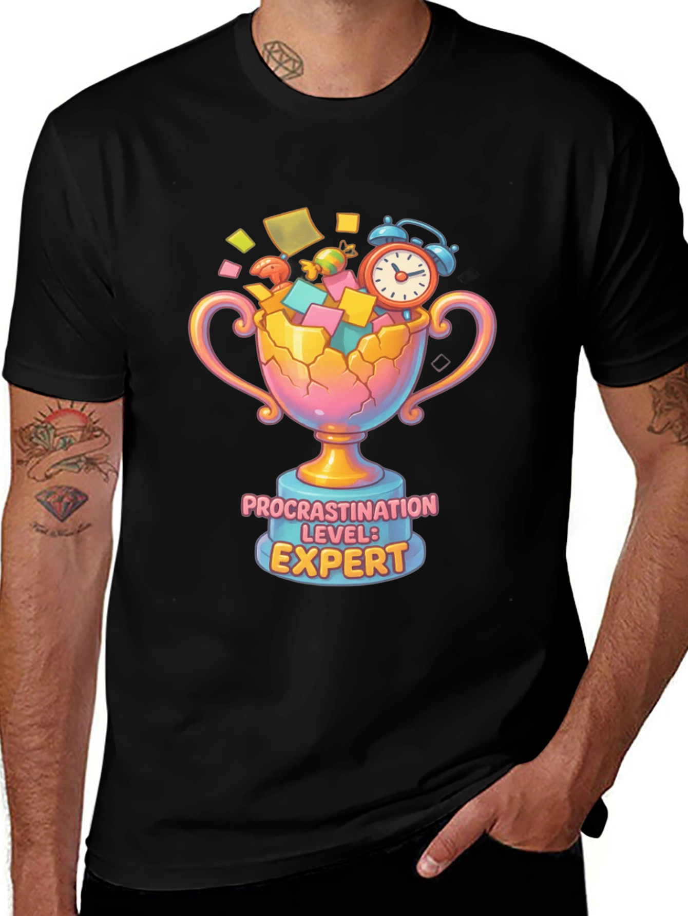 Black Procrastination Expert Graphic Tee main image